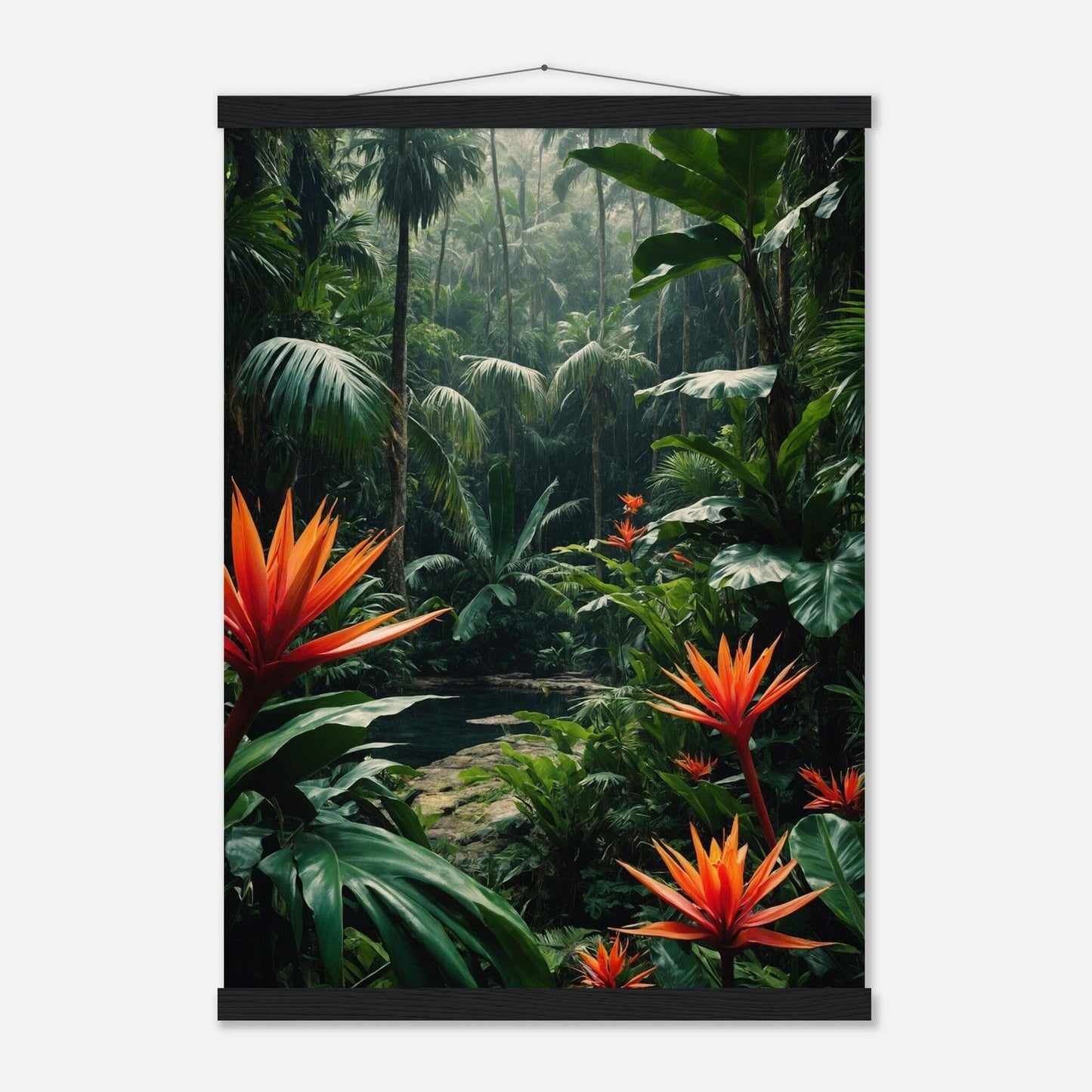 Premium Matte Paper Poster with Hanger - Minimalistische Kunstpräsentation mit Holzhänger Print Material Modern Masterpieces A2 (42 x 59.4 cm) Black wall hanger