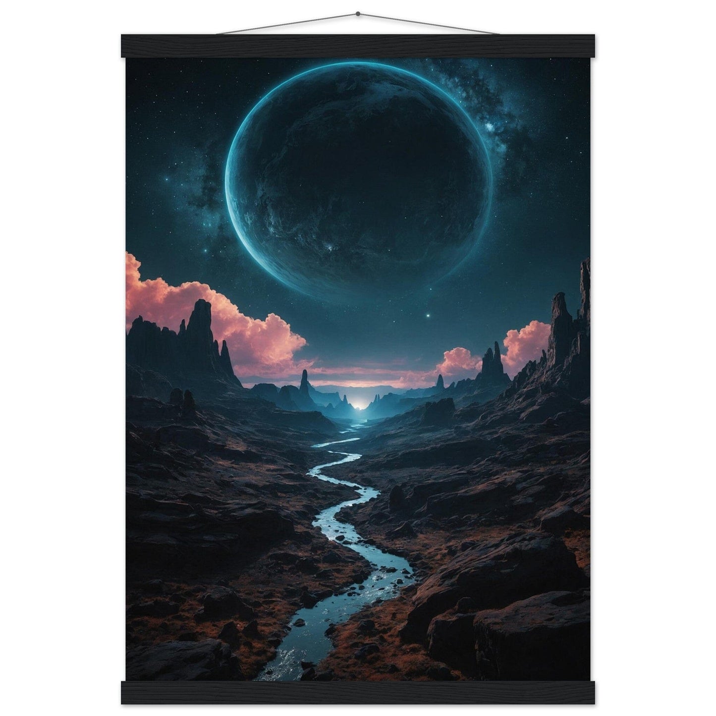 Premium Matte Paper Poster with Hanger - Minimalistische Kunstpräsentation mit Holzhänger Print Material Modern Masterpieces A2 (42 x 59.4 cm) Black wall hanger