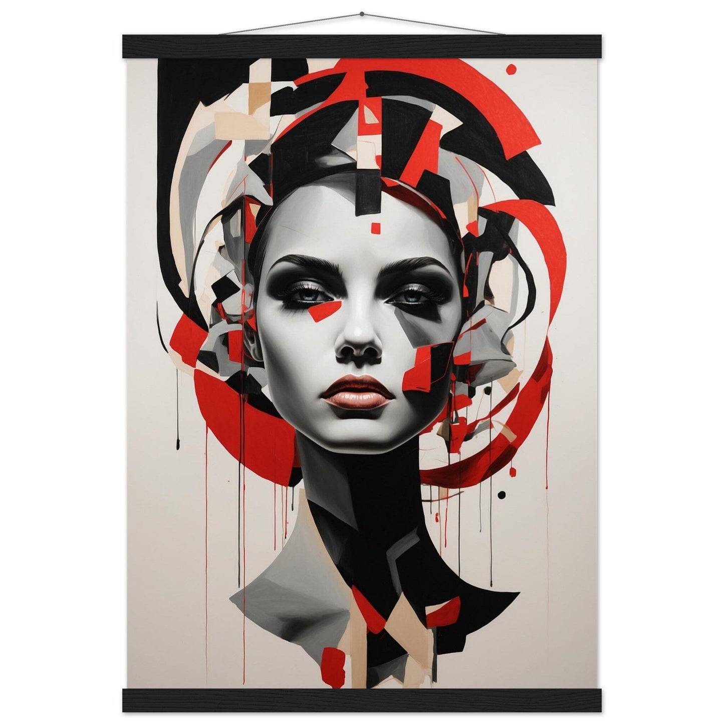 Premium Matte Paper Poster with Hanger - Minimalistische Kunstpräsentation mit Holzhänger Print Material Modern Masterpieces A2 (42 x 59.4 cm) Black wall hanger
