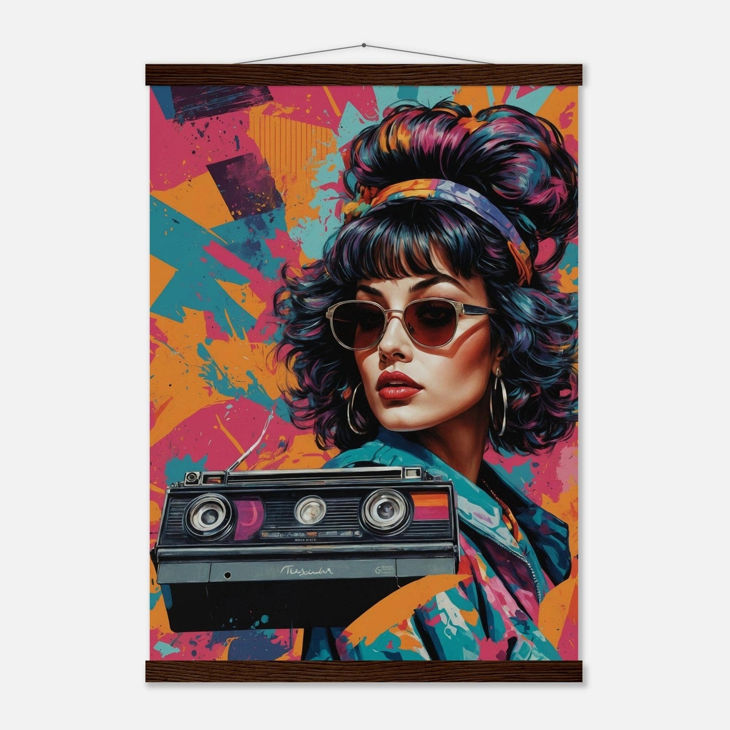 Premium Matte Paper Poster with Hanger - Minimalistische Kunstpräsentation mit Holzhänger Print Material Modern Masterpieces A2 (42 x 59.4 cm) Dark wood wall hanger