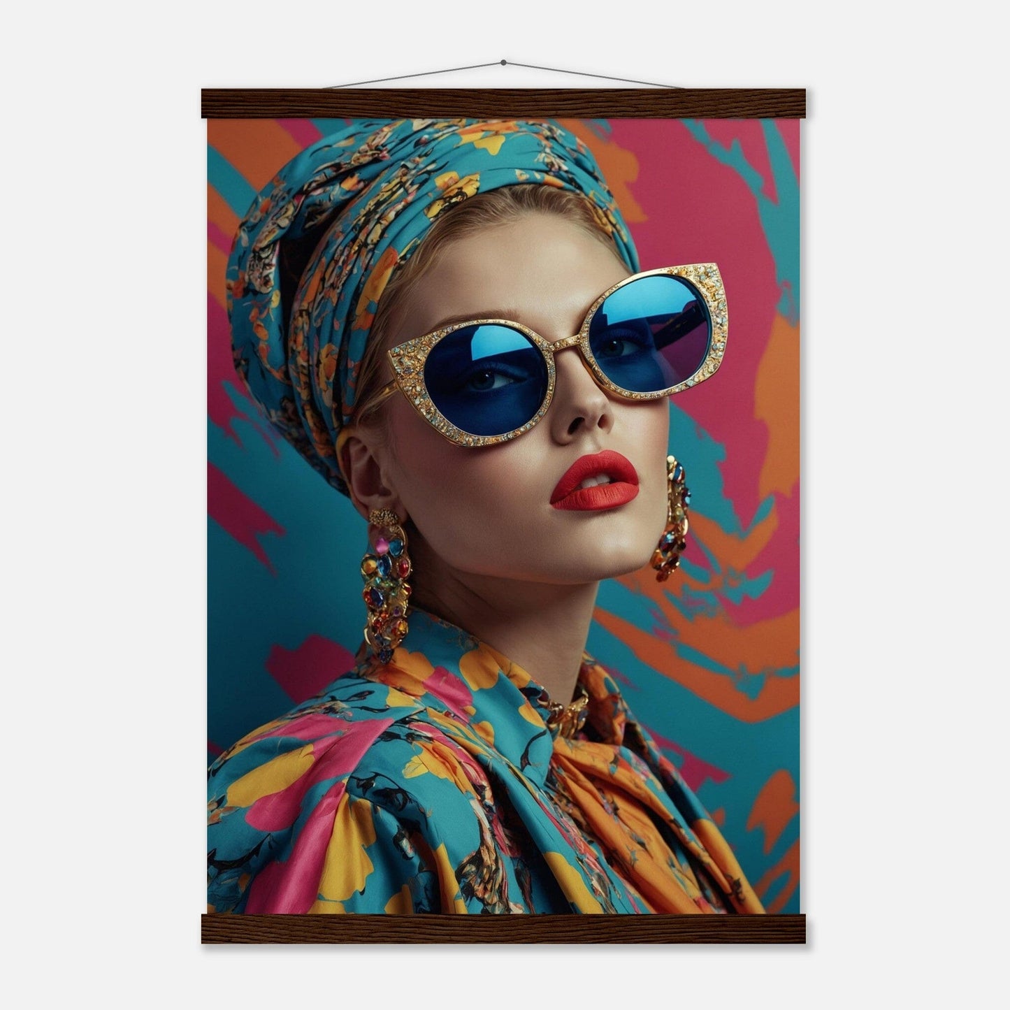 Premium Matte Paper Poster with Hanger - Minimalistische Kunstpräsentation mit Holzhänger Print Material Modern Masterpieces A2 (42 x 59.4 cm) Dark wood wall hanger