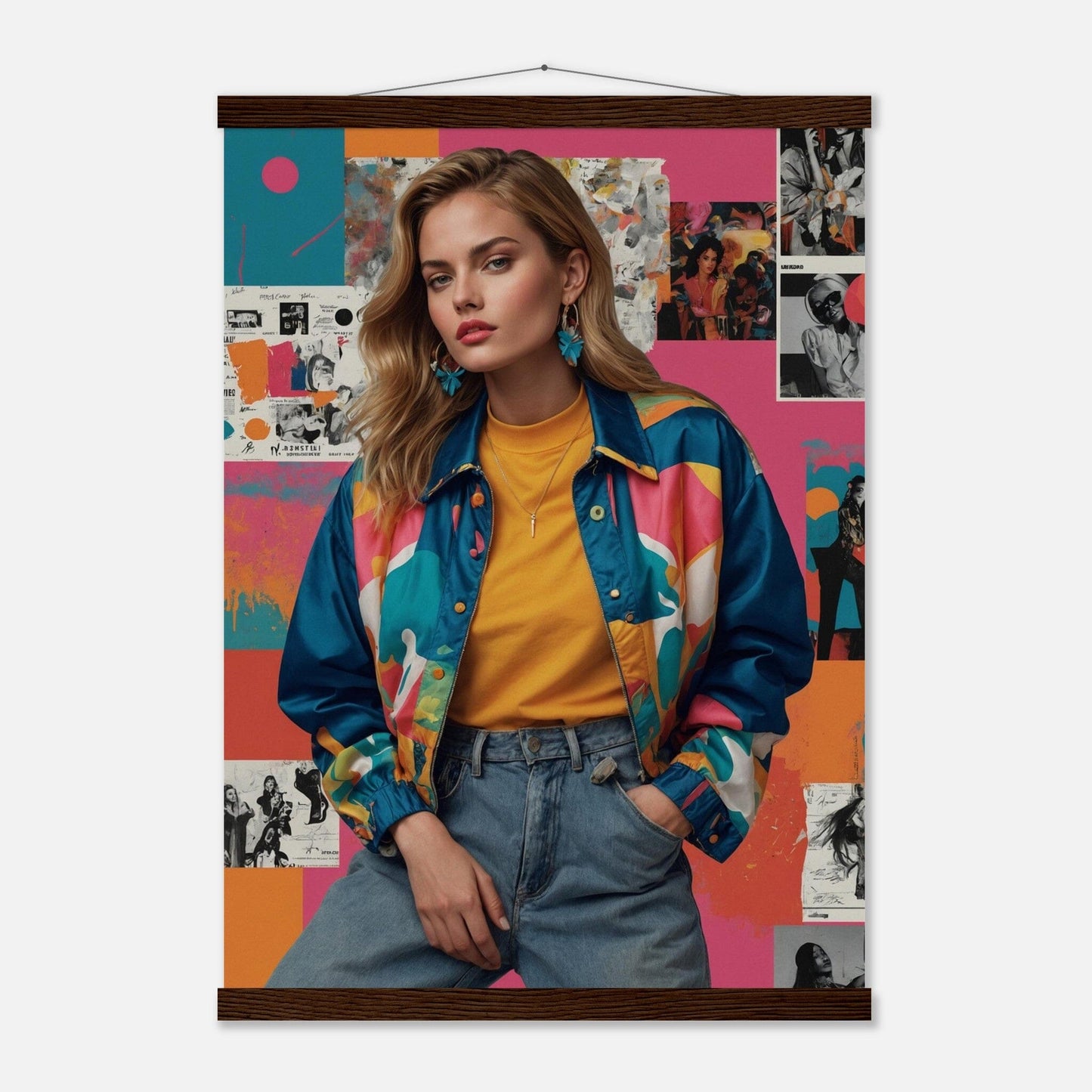 Premium Matte Paper Poster with Hanger - Minimalistische Kunstpräsentation mit Holzhänger Print Material Modern Masterpieces A2 (42 x 59.4 cm) Dark wood wall hanger