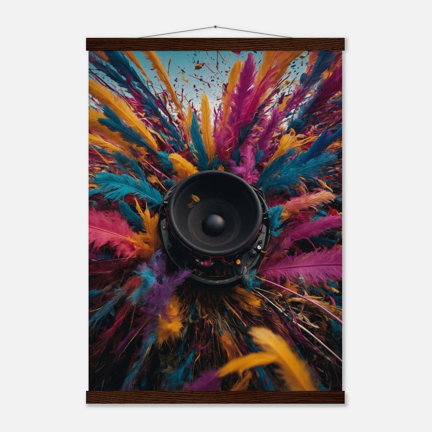 Premium Matte Paper Poster with Hanger - Minimalistische Kunstpräsentation mit Holzhänger Print Material Modern Masterpieces A2 (42 x 59.4 cm) Dark wood wall hanger