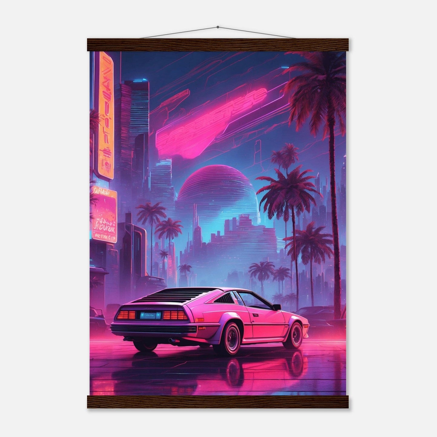 Premium Matte Paper Poster with Hanger - Minimalistische Kunstpräsentation mit Holzhänger Print Material Modern Masterpieces A2 (42 x 59.4 cm) Dark wood wall hanger