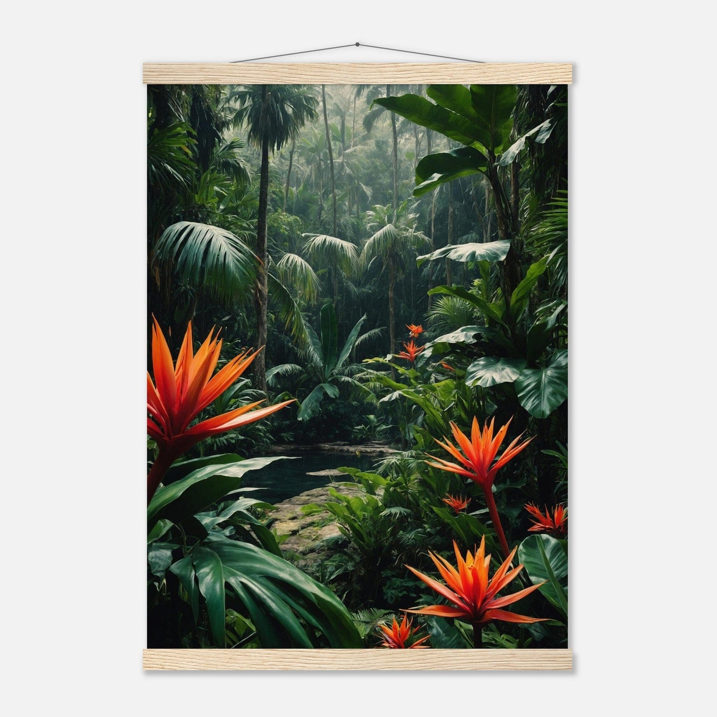 Premium Matte Paper Poster with Hanger - Minimalistische Kunstpräsentation mit Holzhänger Print Material Modern Masterpieces A2 (42 x 59.4 cm) Natural wood wall hanger