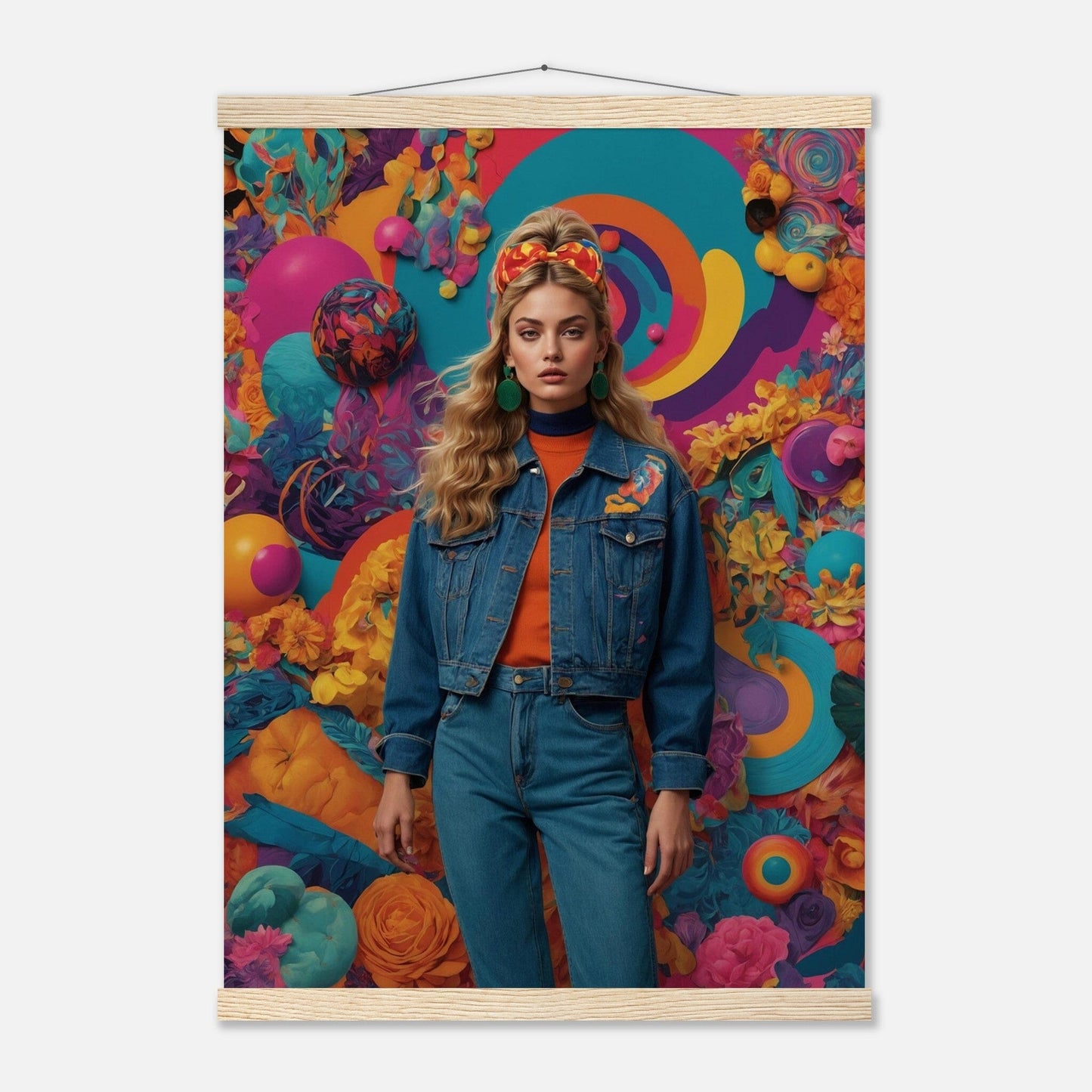 Premium Matte Paper Poster with Hanger - Minimalistische Kunstpräsentation mit Holzhänger Print Material Modern Masterpieces A2 (42 x 59.4 cm) Natural wood wall hanger