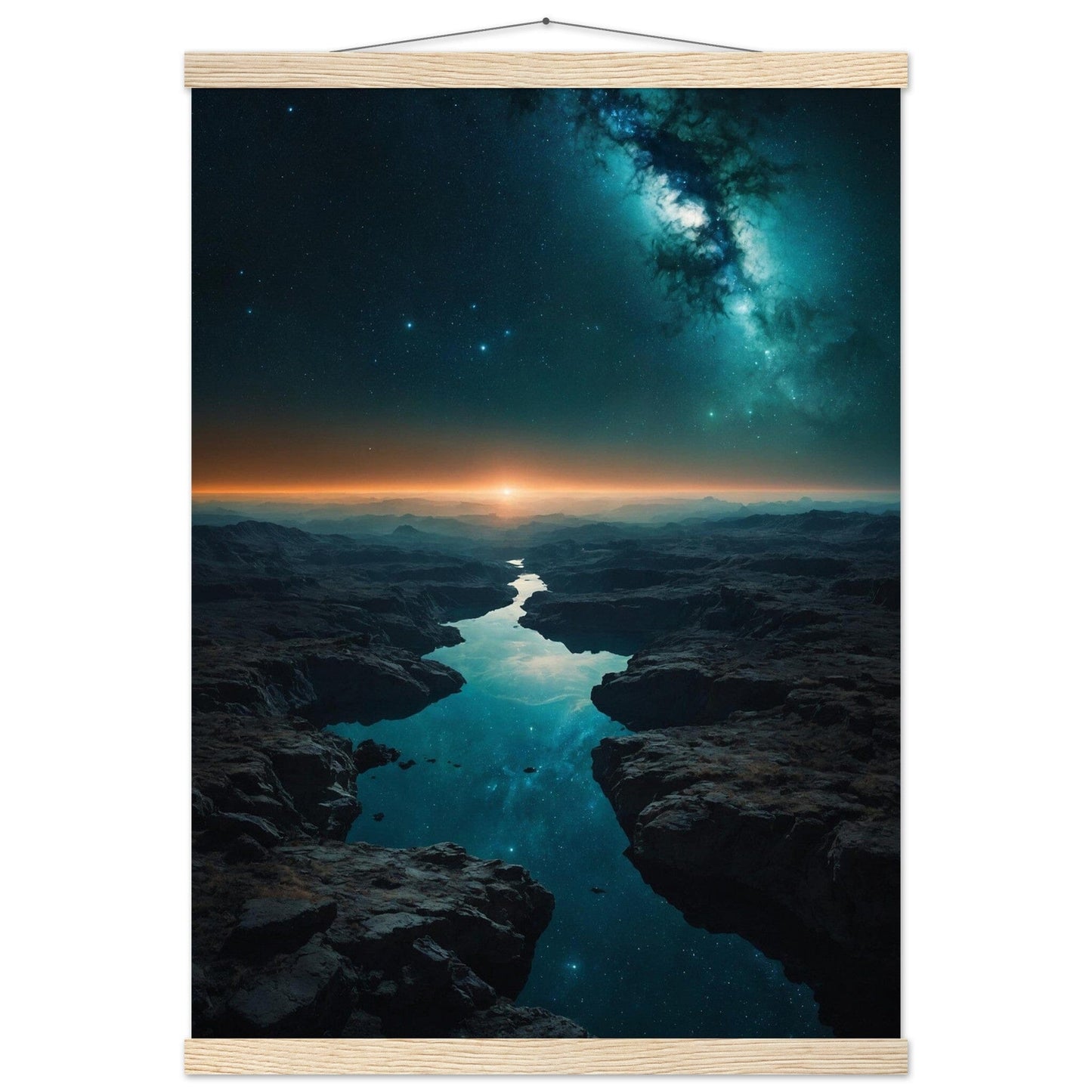 Premium Matte Paper Poster with Hanger - Minimalistische Kunstpräsentation mit Holzhänger Print Material Modern Masterpieces A2 (42 x 59.4 cm) Natural wood wall hanger