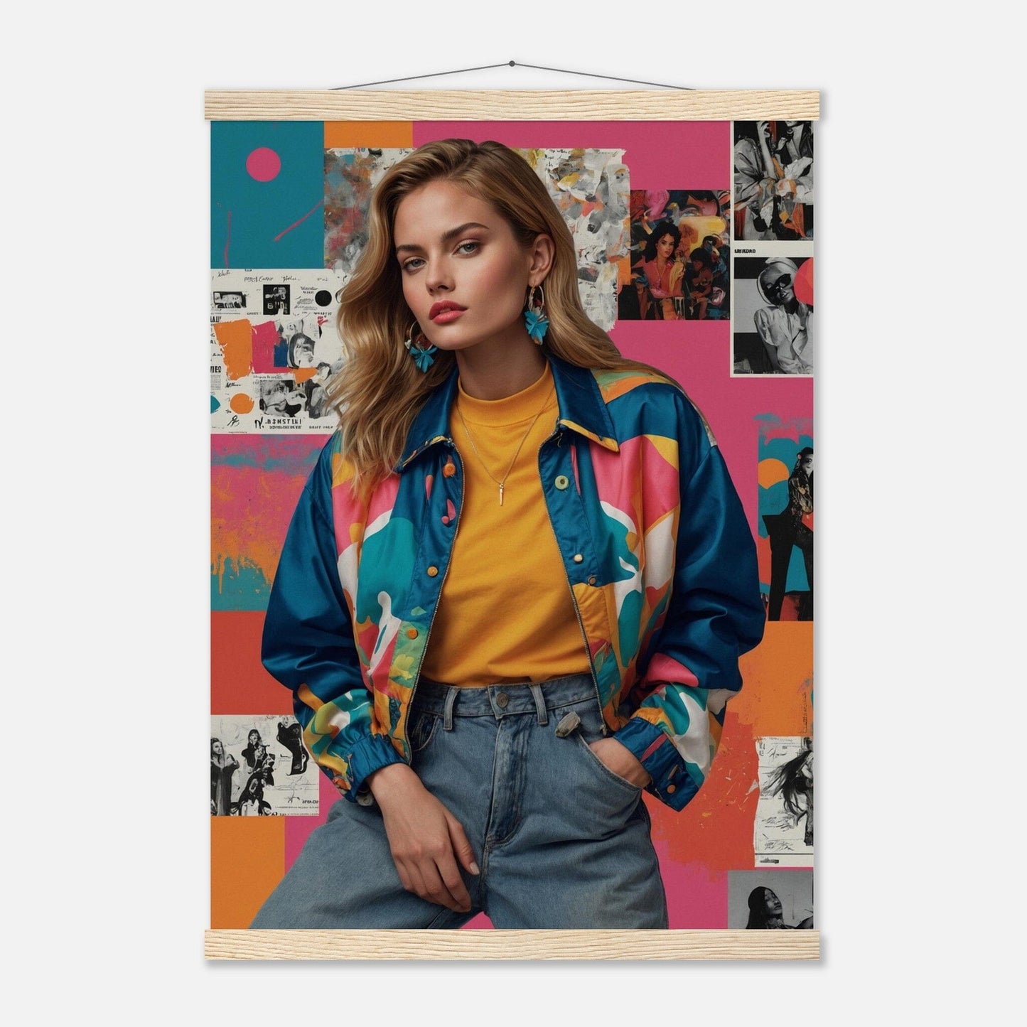Premium Matte Paper Poster with Hanger - Minimalistische Kunstpräsentation mit Holzhänger Print Material Modern Masterpieces A2 (42 x 59.4 cm) Natural wood wall hanger