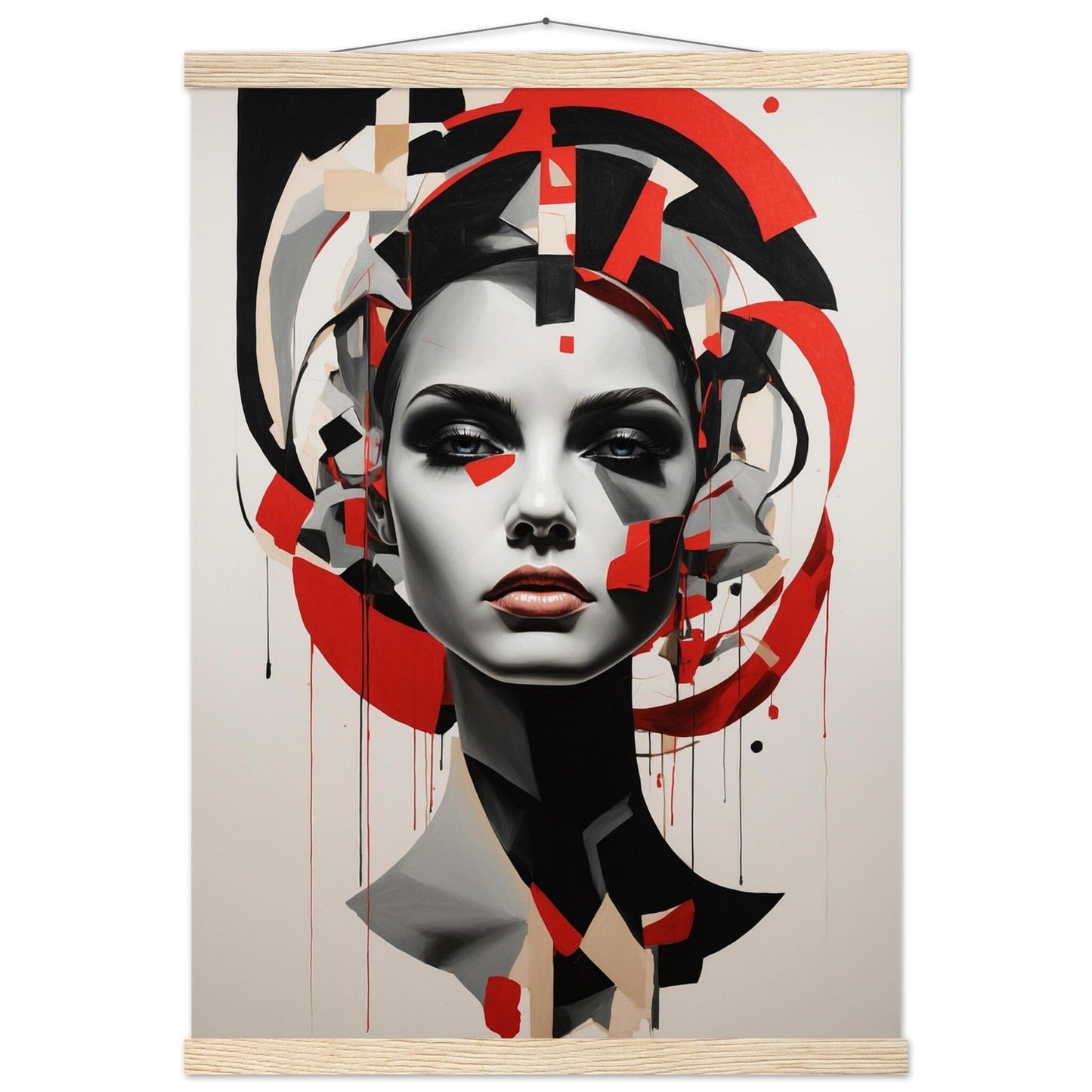 Premium Matte Paper Poster with Hanger - Minimalistische Kunstpräsentation mit Holzhänger Print Material Modern Masterpieces A2 (42 x 59.4 cm) Natural wood wall hanger