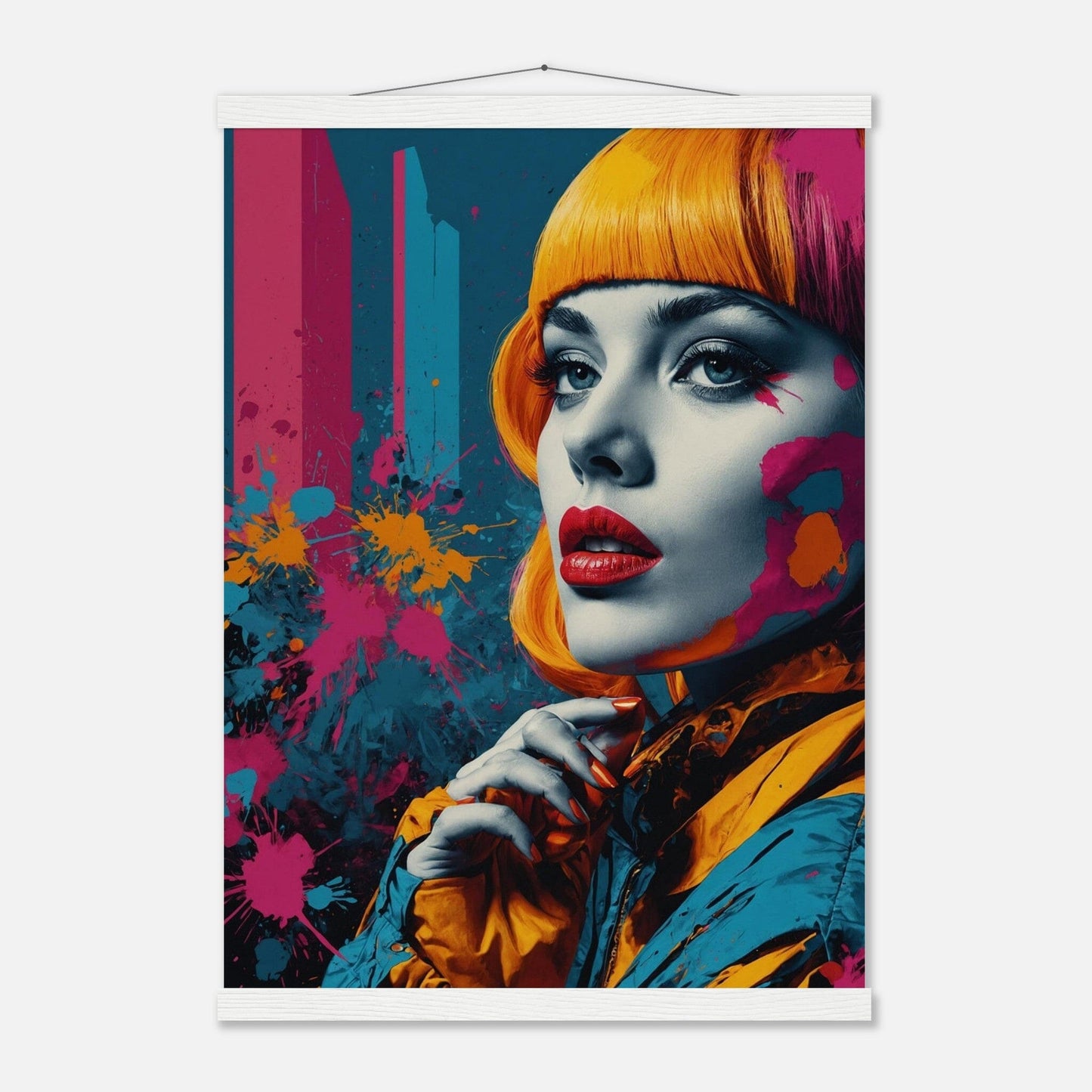 Premium Matte Paper Poster with Hanger - Minimalistische Kunstpräsentation mit Holzhänger Print Material Modern Masterpieces A2 (42 x 59.4 cm) White wall hanger