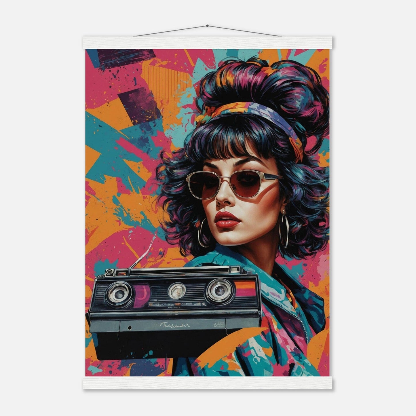 Premium Matte Paper Poster with Hanger - Minimalistische Kunstpräsentation mit Holzhänger Print Material Modern Masterpieces A2 (42 x 59.4 cm) White wall hanger