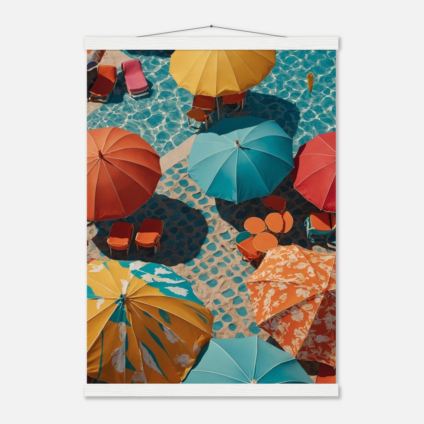 Premium Matte Paper Poster with Hanger - Minimalistische Kunstpräsentation mit Holzhänger Print Material Modern Masterpieces A2 (42 x 59.4 cm) White wall hanger