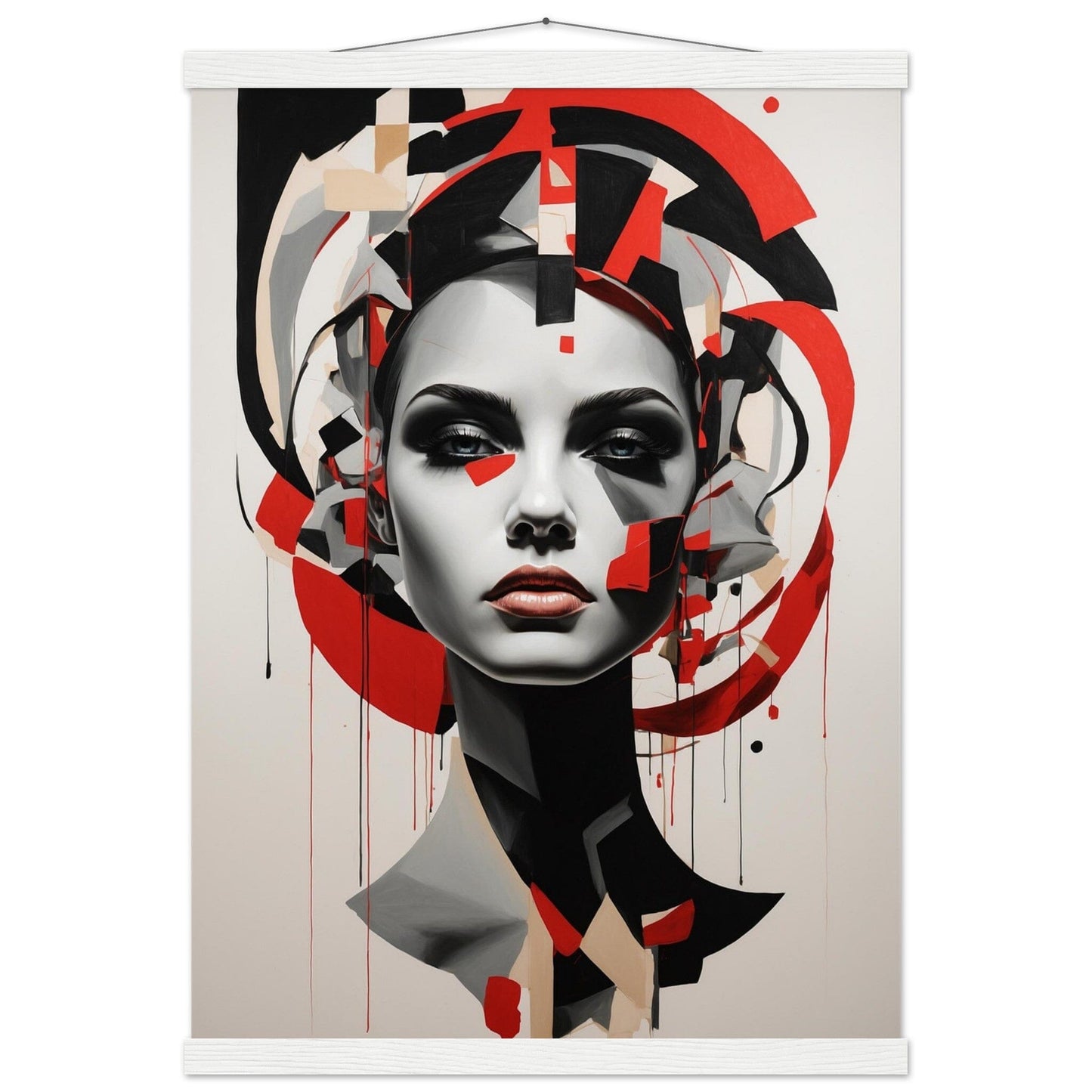 Premium Matte Paper Poster with Hanger - Minimalistische Kunstpräsentation mit Holzhänger Print Material Modern Masterpieces A2 (42 x 59.4 cm) White wall hanger