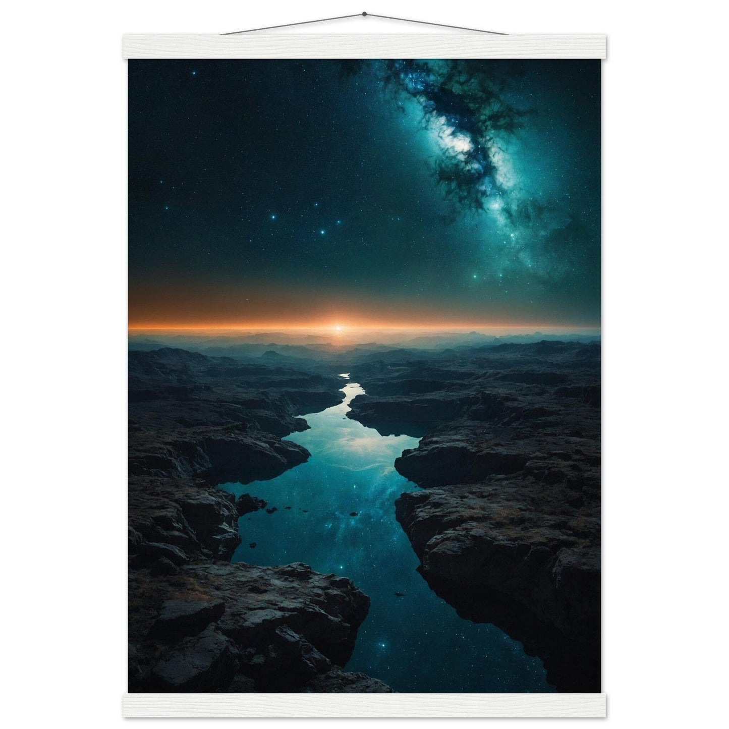 Premium Matte Paper Poster with Hanger - Minimalistische Kunstpräsentation mit Holzhänger Print Material Modern Masterpieces A2 (42 x 59.4 cm) White wall hanger