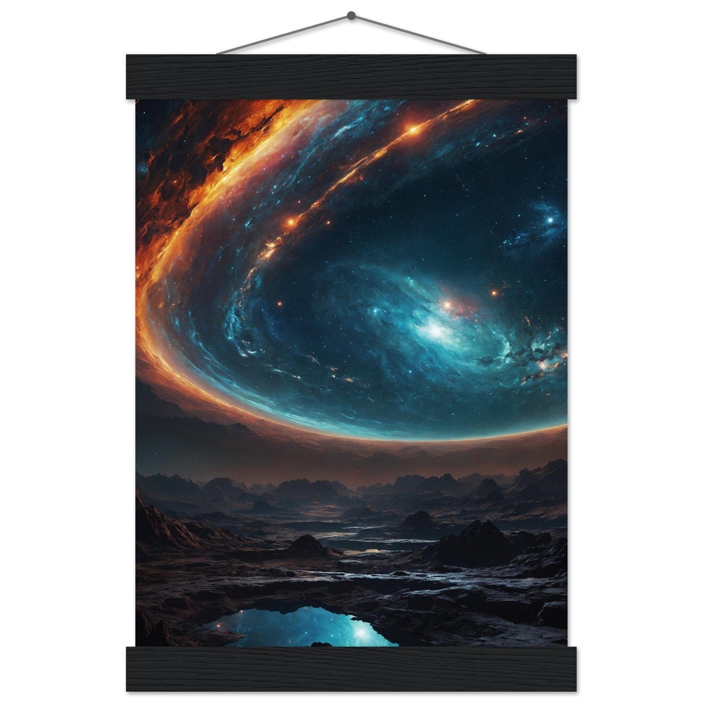Premium Matte Paper Poster with Hanger - Minimalistische Kunstpräsentation mit Holzhänger Print Material Modern Masterpieces A4 21x29.7 cm / 8x12″ Black wall hanger