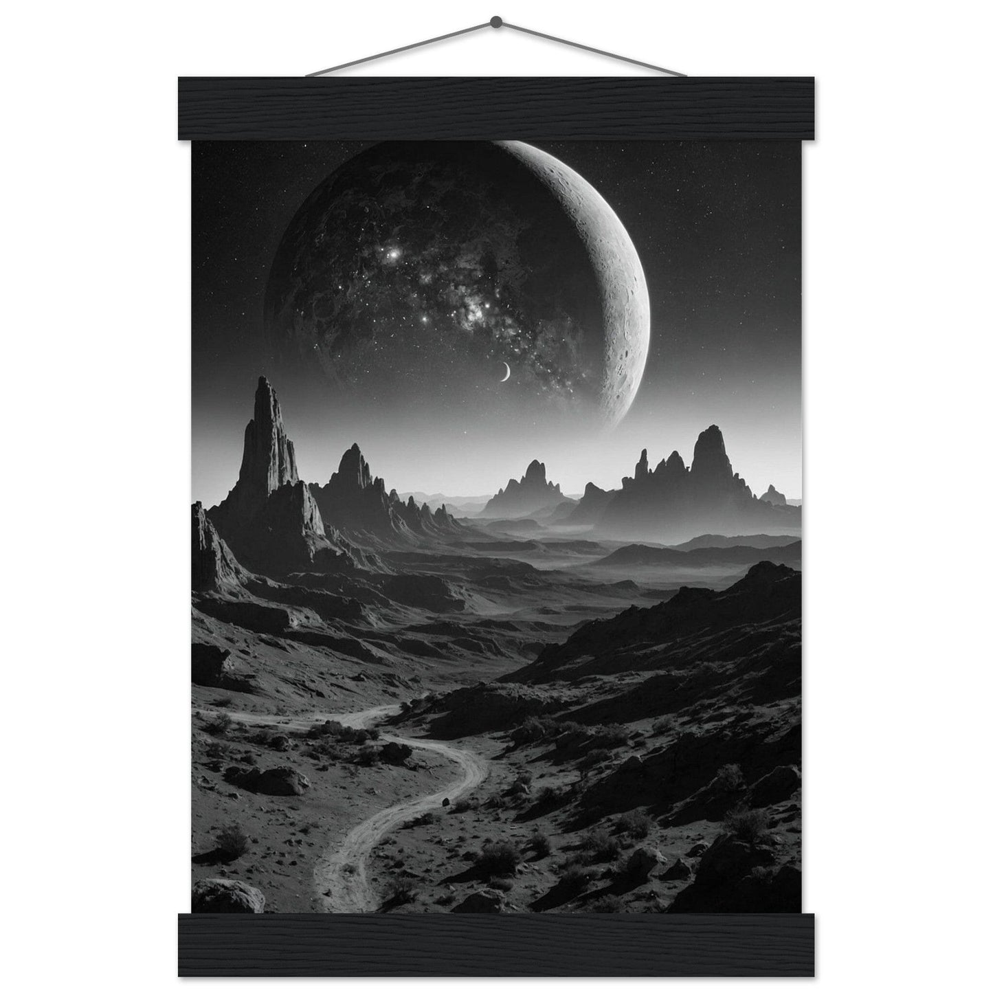 Premium Matte Paper Poster with Hanger - Minimalistische Kunstpräsentation mit Holzhänger Print Material Modern Masterpieces A4 21x29.7 cm / 8x12″ Black wall hanger