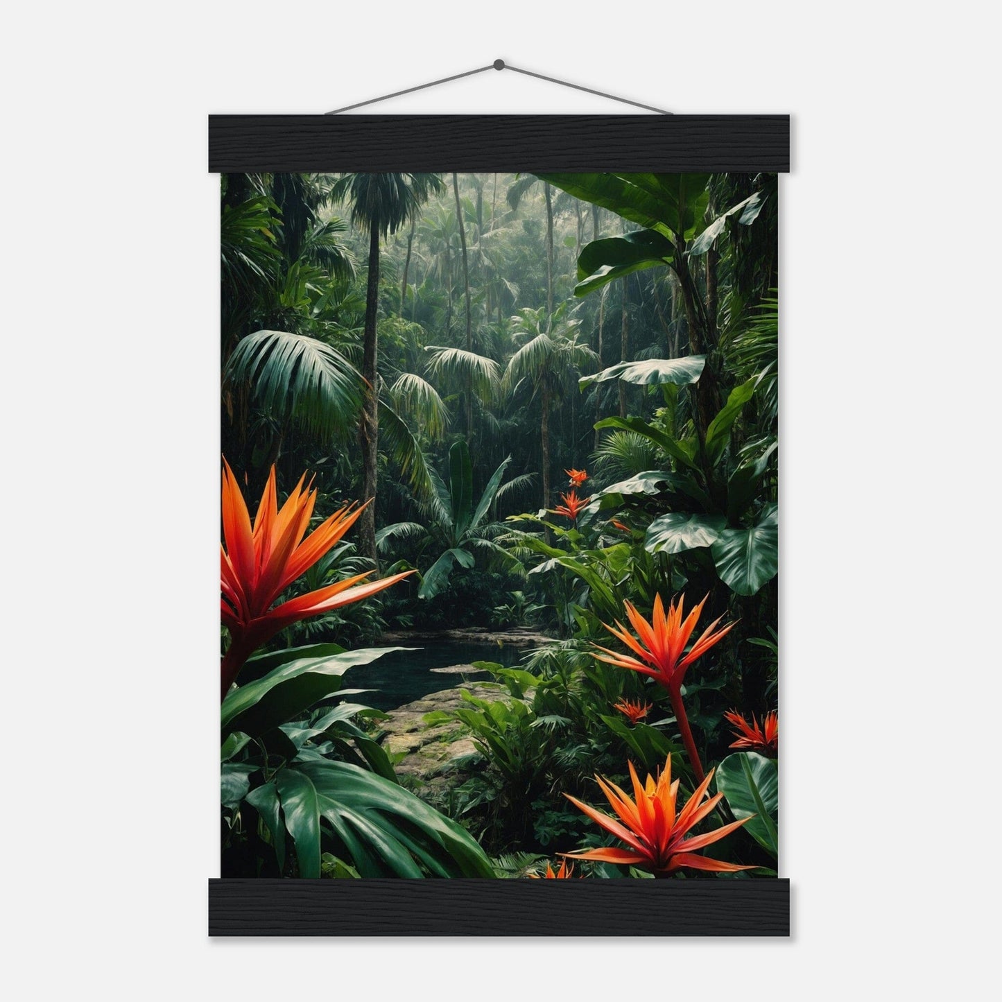 Premium Matte Paper Poster with Hanger - Minimalistische Kunstpräsentation mit Holzhänger Print Material Modern Masterpieces A4 21x29.7 cm / 8x12″ Black wall hanger