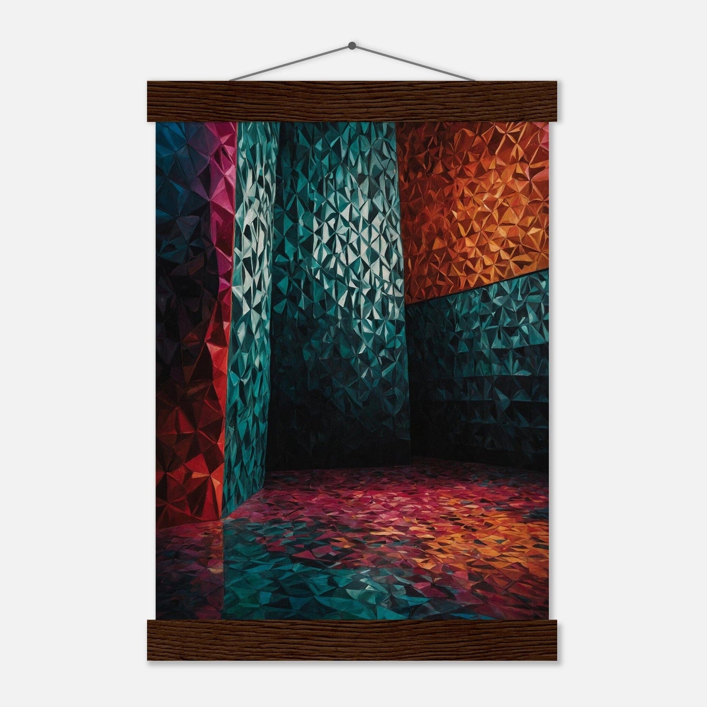 Premium Matte Paper Poster with Hanger - Minimalistische Kunstpräsentation mit Holzhänger Print Material Modern Masterpieces A4 21x29.7 cm / 8x12″ Dark wood wall hanger