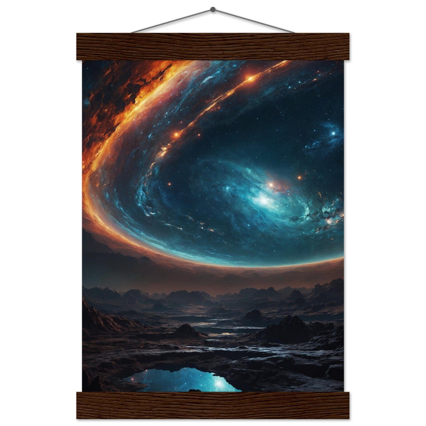 Premium Matte Paper Poster with Hanger - Minimalistische Kunstpräsentation mit Holzhänger Print Material Modern Masterpieces A4 21x29.7 cm / 8x12″ Dark wood wall hanger