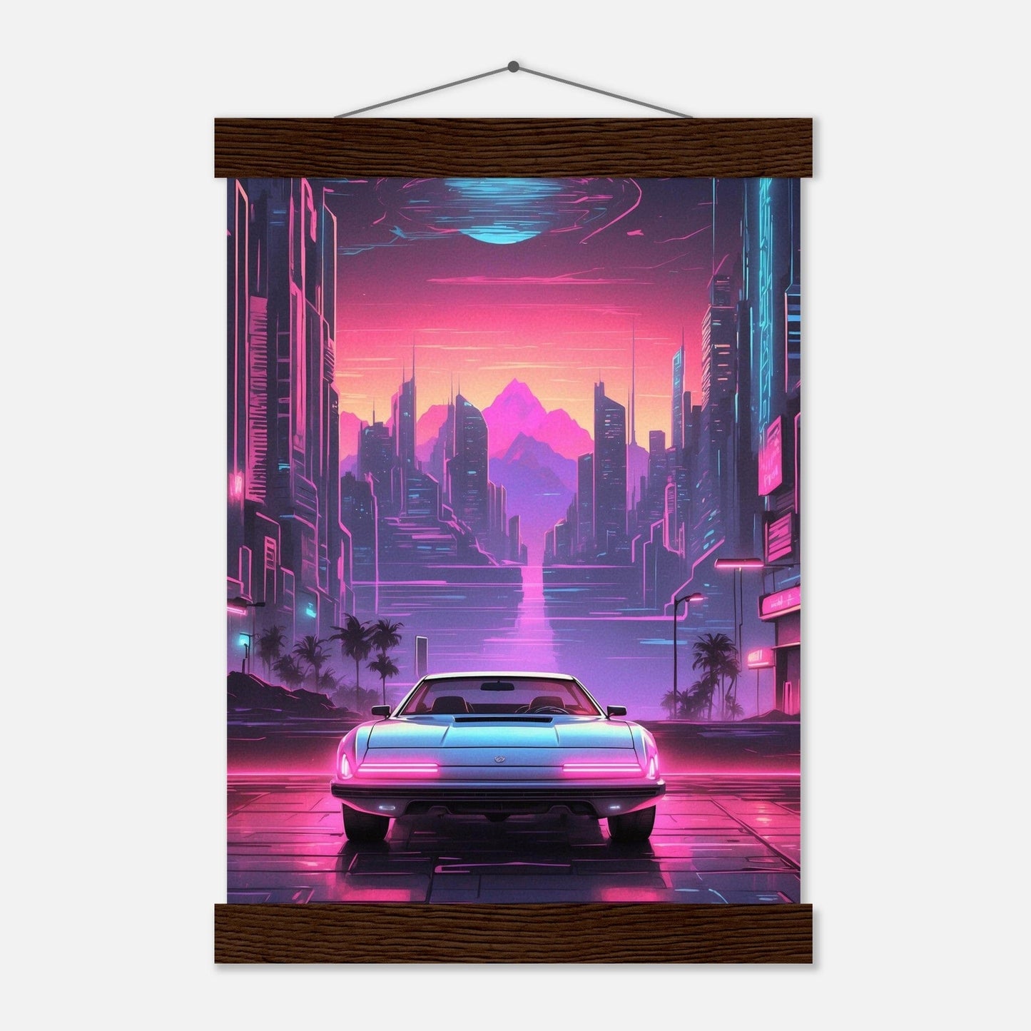 Premium Matte Paper Poster with Hanger - Minimalistische Kunstpräsentation mit Holzhänger Print Material Modern Masterpieces A4 21x29.7 cm / 8x12″ Dark wood wall hanger