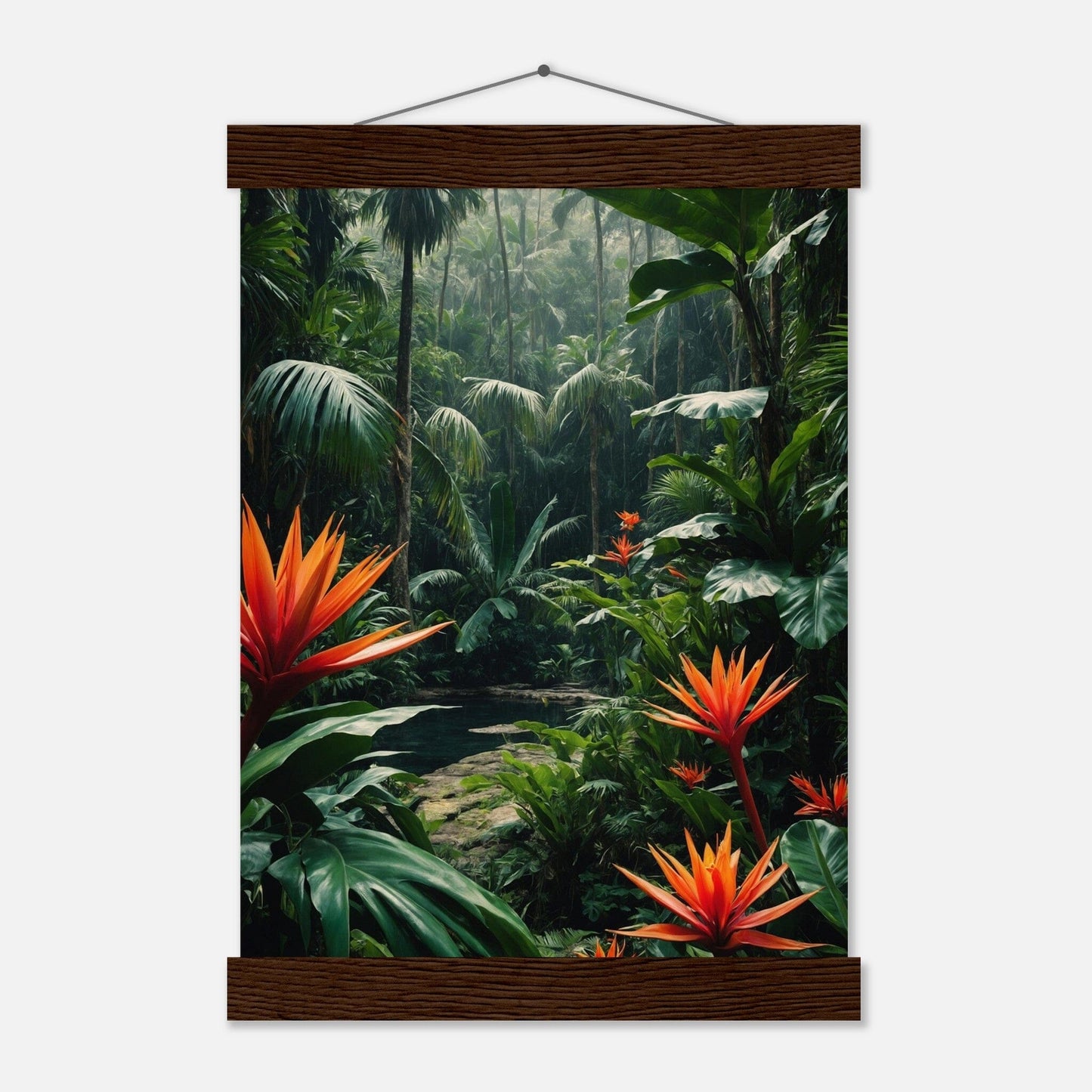 Premium Matte Paper Poster with Hanger - Minimalistische Kunstpräsentation mit Holzhänger Print Material Modern Masterpieces A4 21x29.7 cm / 8x12″ Dark wood wall hanger