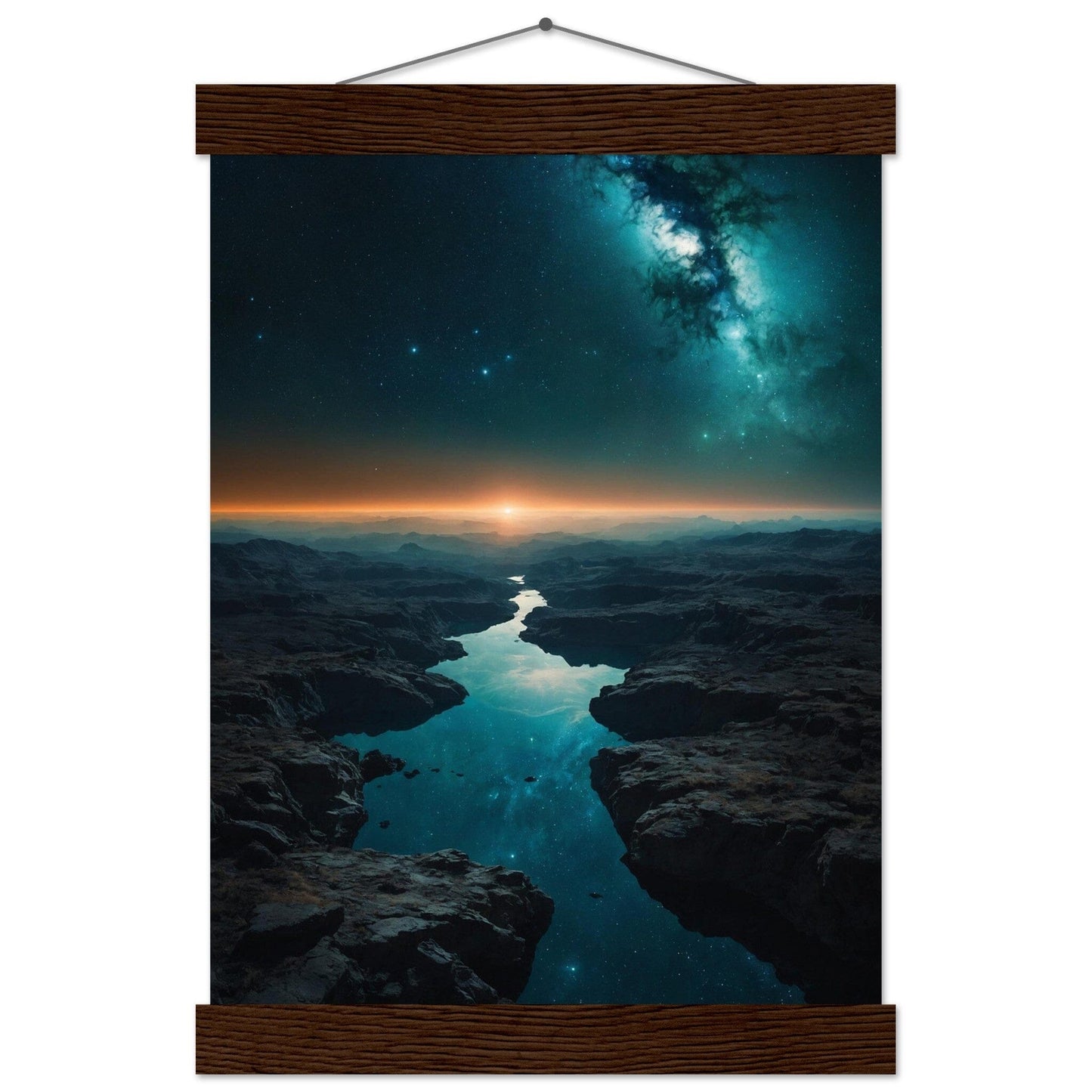 Premium Matte Paper Poster with Hanger - Minimalistische Kunstpräsentation mit Holzhänger Print Material Modern Masterpieces A4 21x29.7 cm / 8x12″ Dark wood wall hanger