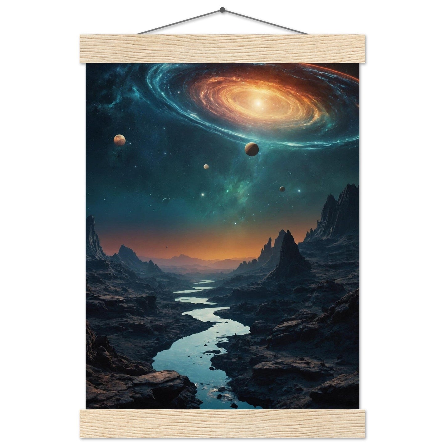 Premium Matte Paper Poster with Hanger - Minimalistische Kunstpräsentation mit Holzhänger Print Material Modern Masterpieces A4 21x29.7 cm / 8x12″ Natural wood wall hanger