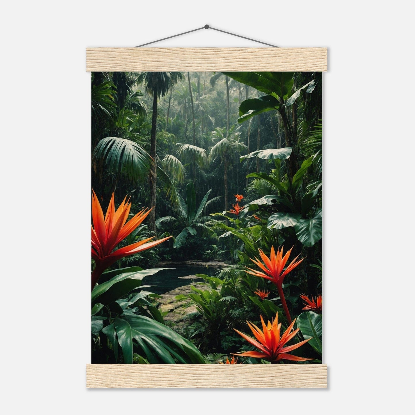 Premium Matte Paper Poster with Hanger - Minimalistische Kunstpräsentation mit Holzhänger Print Material Modern Masterpieces A4 21x29.7 cm / 8x12″ Natural wood wall hanger