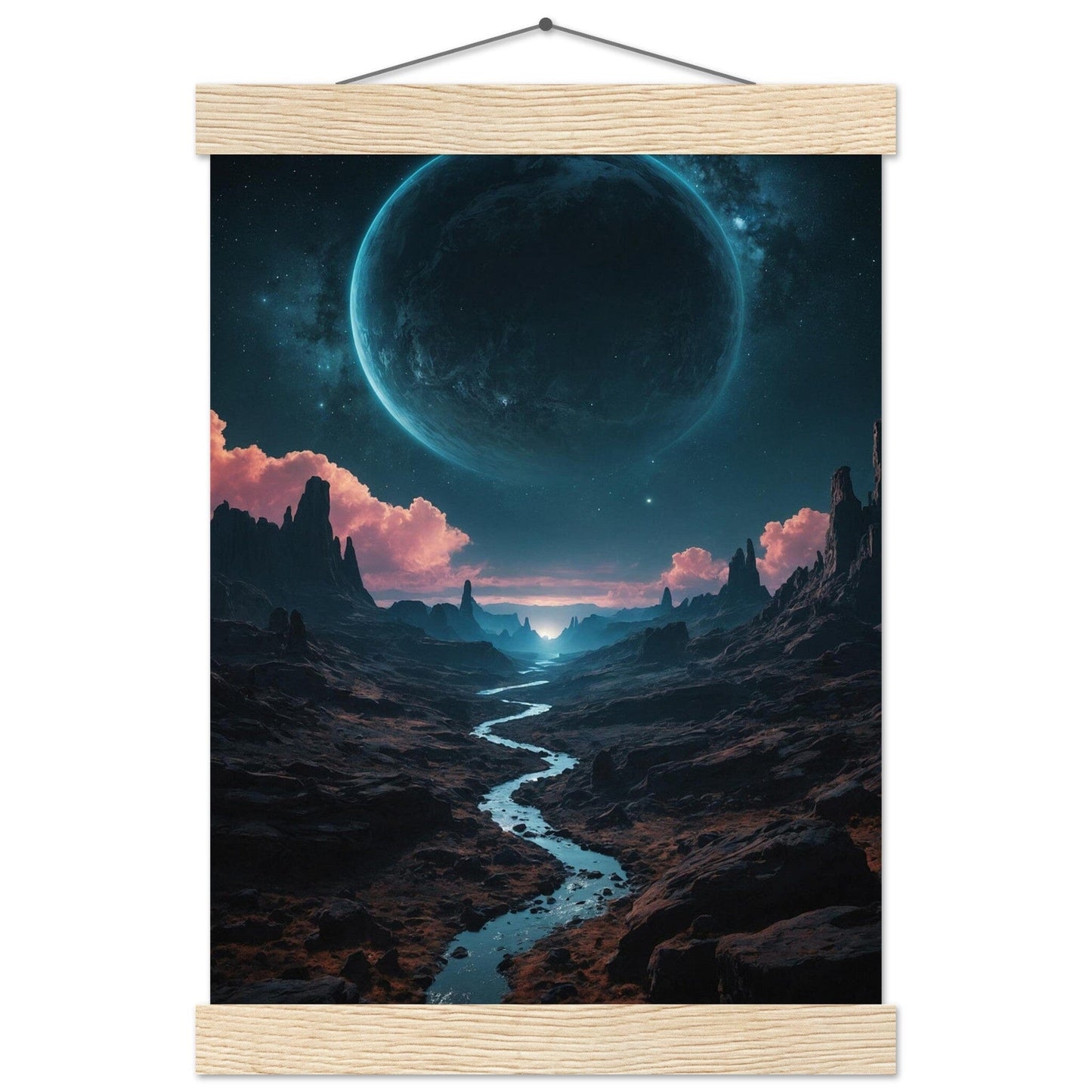 Premium Matte Paper Poster with Hanger - Minimalistische Kunstpräsentation mit Holzhänger Print Material Modern Masterpieces A4 21x29.7 cm / 8x12″ Natural wood wall hanger