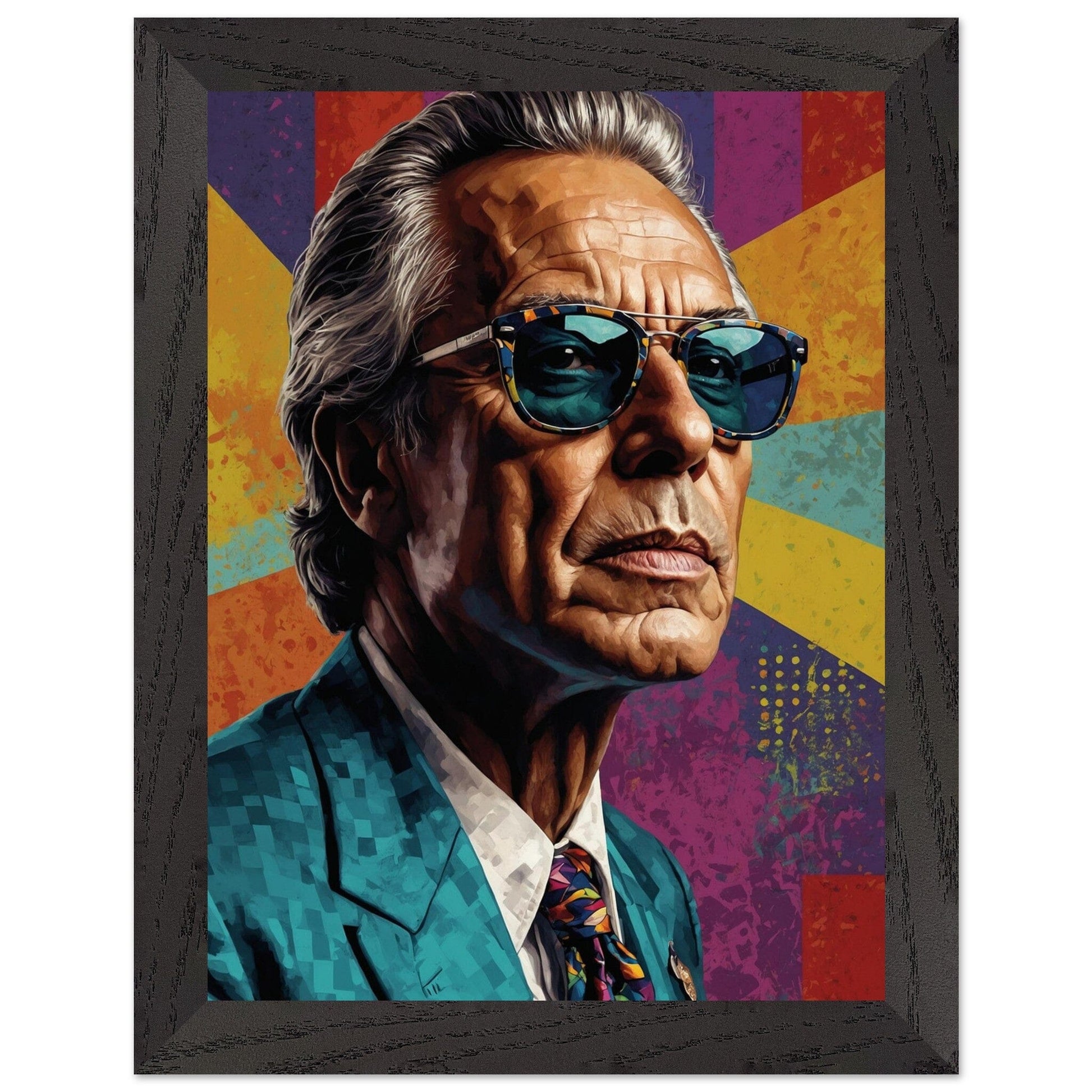 Cultural Icons: Vibrant Portraiture Print Material Modern Masterpieces 15x20 cm / 6x8″ Premium Wooden Framed Poster With Premium Matte Paper Vertical