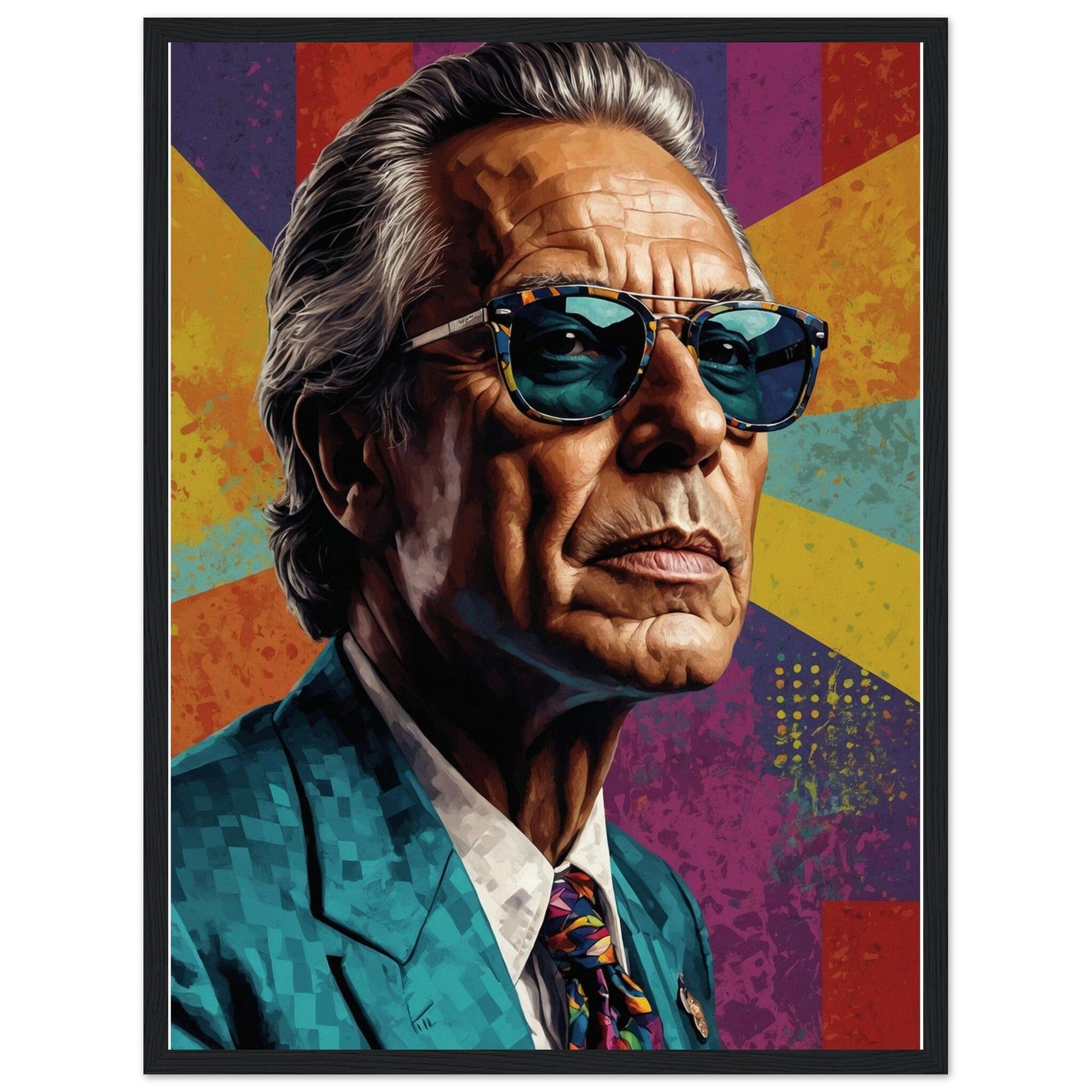 Cultural Icons: Vibrant Portraiture Print Material Modern Masterpieces 45x60 cm / 18x24″ Premium Matte Paper Wooden Framed Poster Vertical