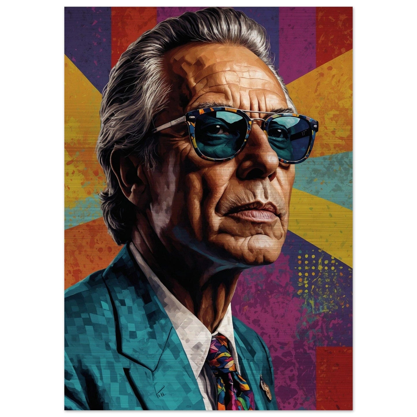 Cultural Icons: Vibrant Portraiture Print Material Modern Masterpieces 50x70 cm / 20x28″ Brushed Aluminum Print Vertical
