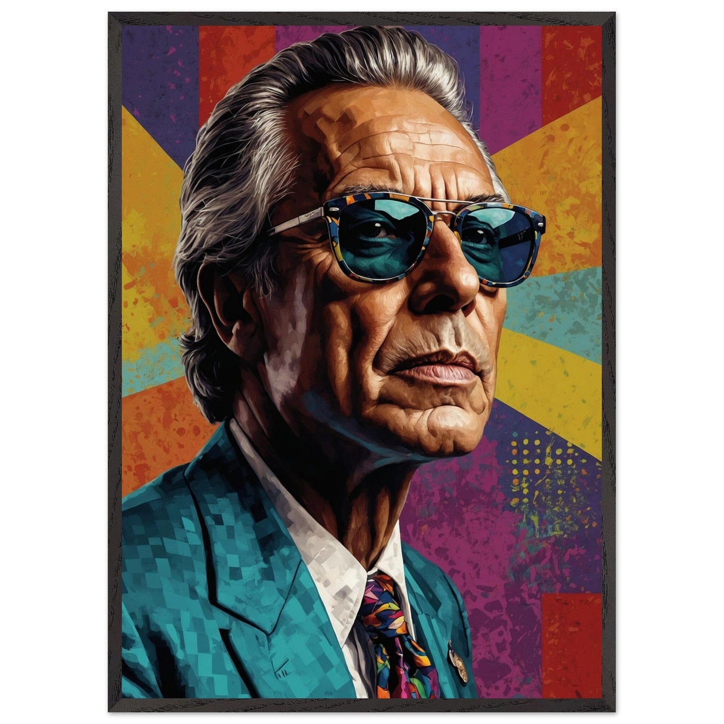 Cultural Icons: Vibrant Portraiture Print Material Modern Masterpieces 50x70 cm / 20x28″ Premium Wooden Framed Poster With Premium Matte Paper Vertical