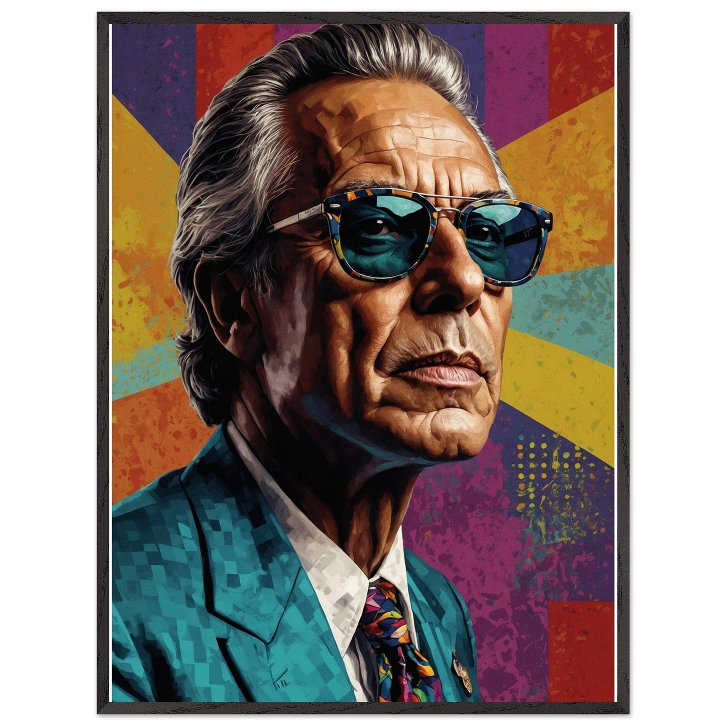 Cultural Icons: Vibrant Portraiture Print Material Modern Masterpieces 60x80 cm / 24x32″ Premium Wooden Framed Poster With Premium Matte Paper Vertical