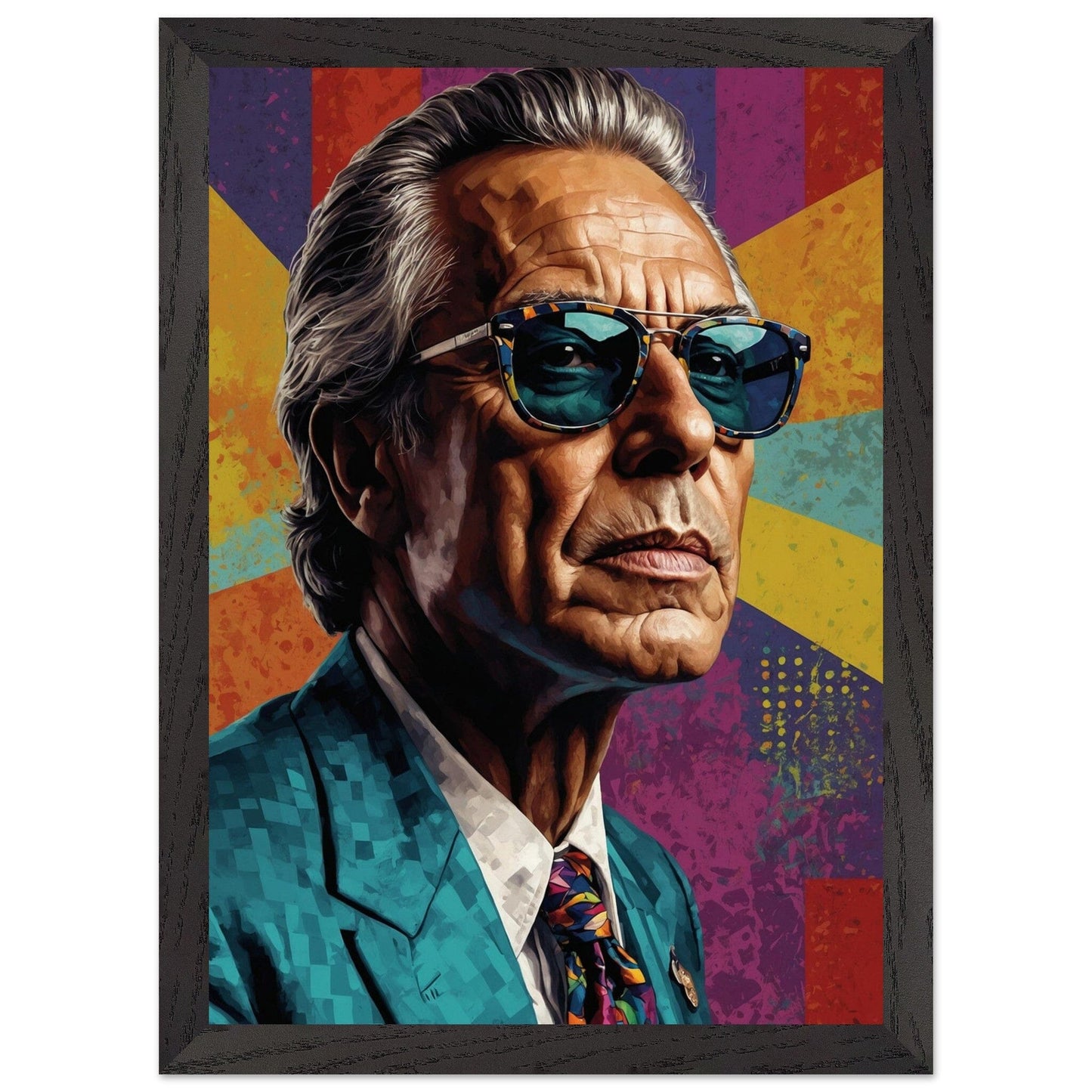 Cultural Icons: Vibrant Portraiture Print Material Modern Masterpieces A4 21x29.7 cm / 8x12″ Premium Wooden Framed Poster With Premium Matte Paper Vertical