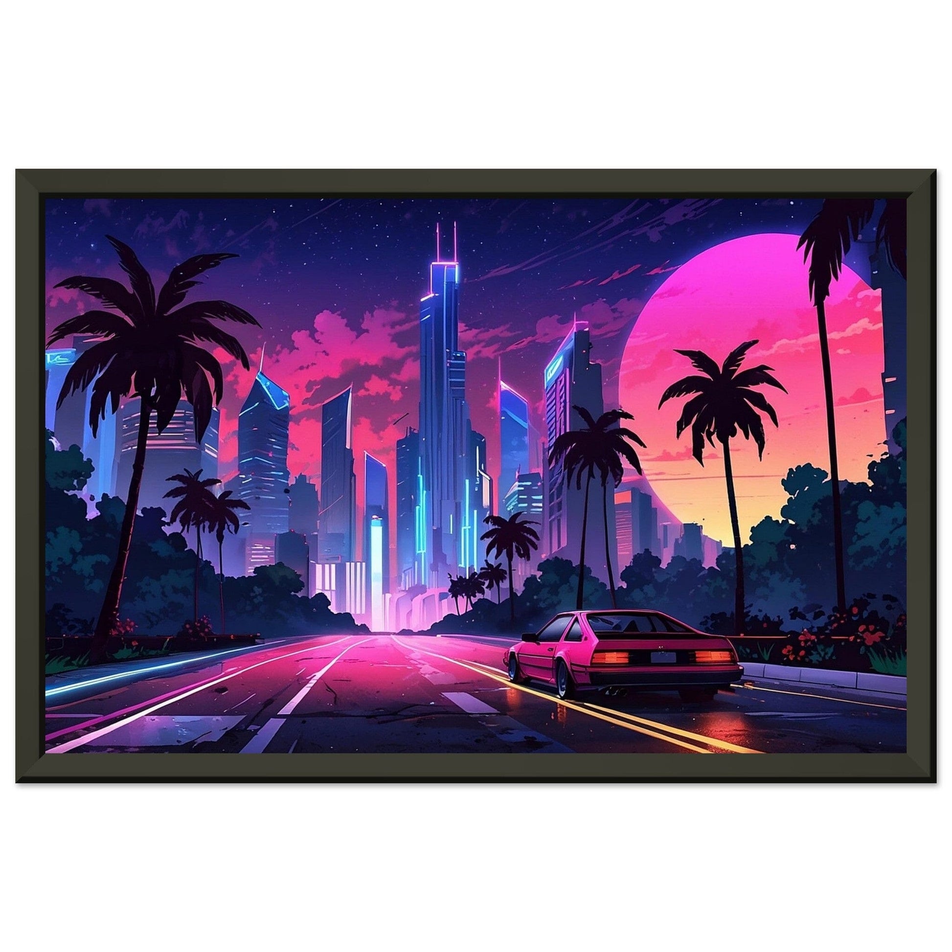 Neon Nightscape: 80s Escapade Print Material Modern Masterpieces 28x43 cm / XL (11x17″) 