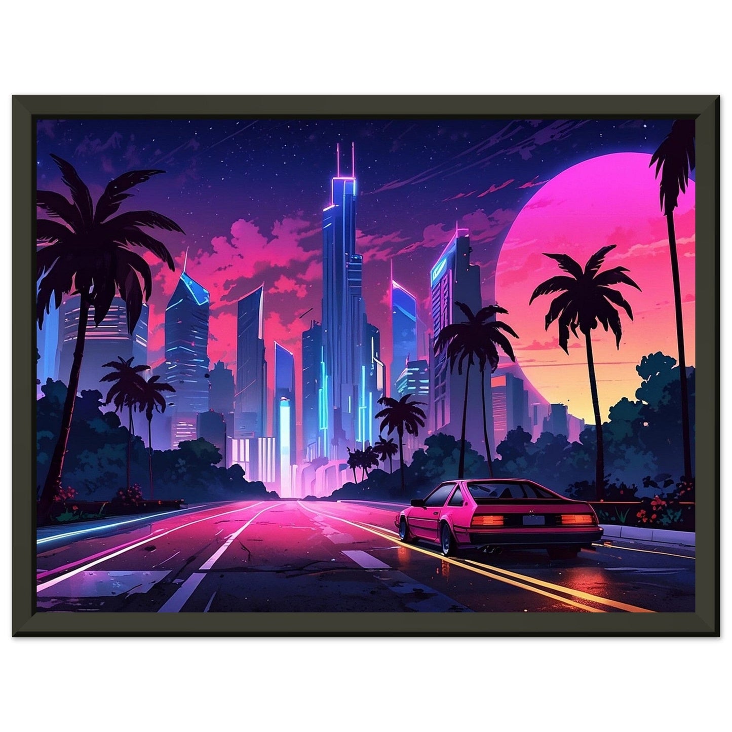Neon Nightscape: 80s Escapade Print Material Modern Masterpieces 30x40 cm / 12x16″ 