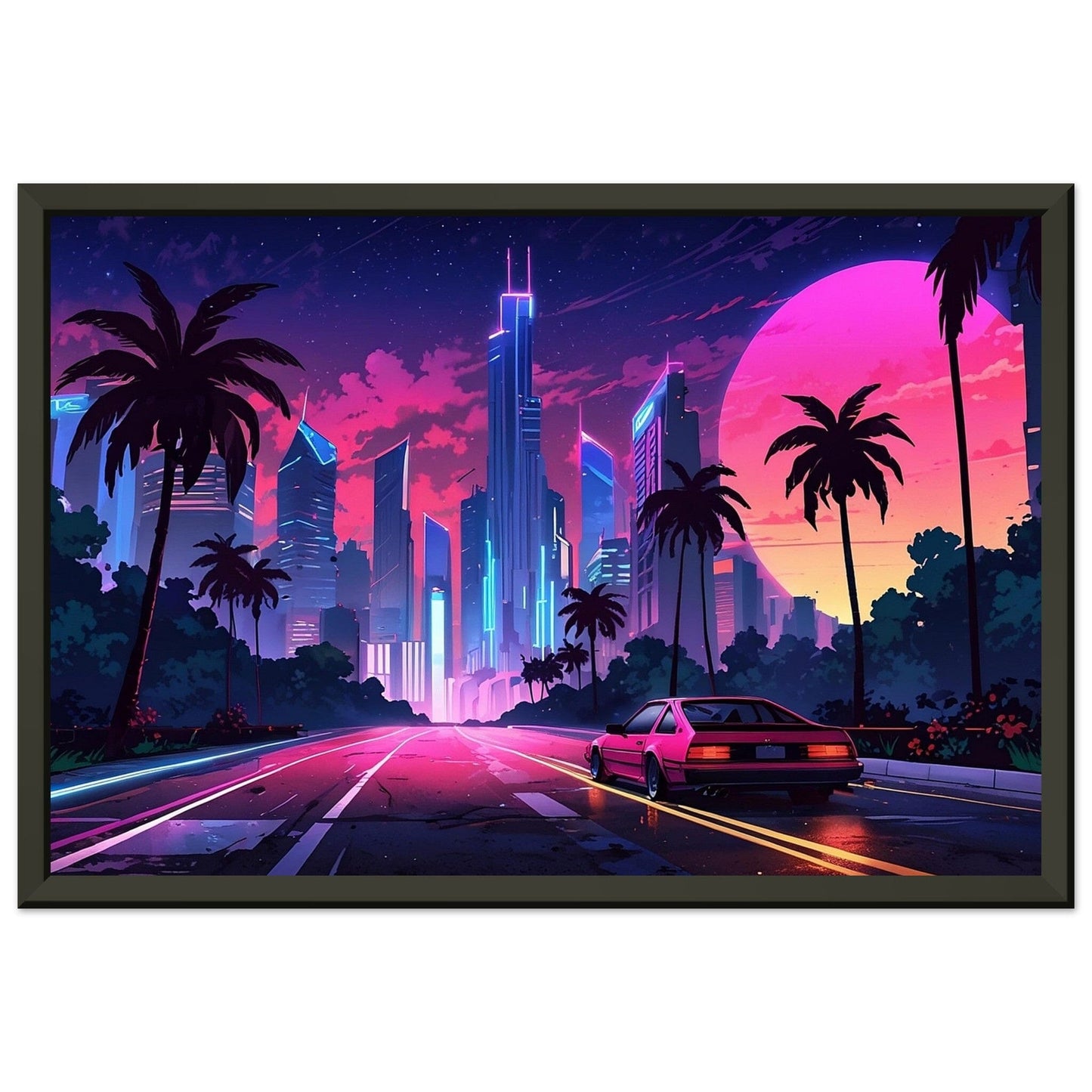 Neon Nightscape: 80s Escapade Print Material Modern Masterpieces 30x45 cm / 12x18″ 