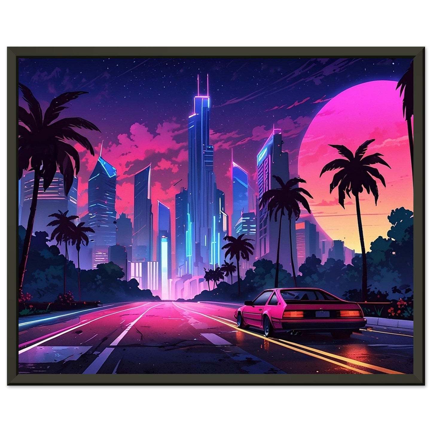Neon Nightscape: 80s Escapade Print Material Modern Masterpieces 40x50 cm / 16x20″ 