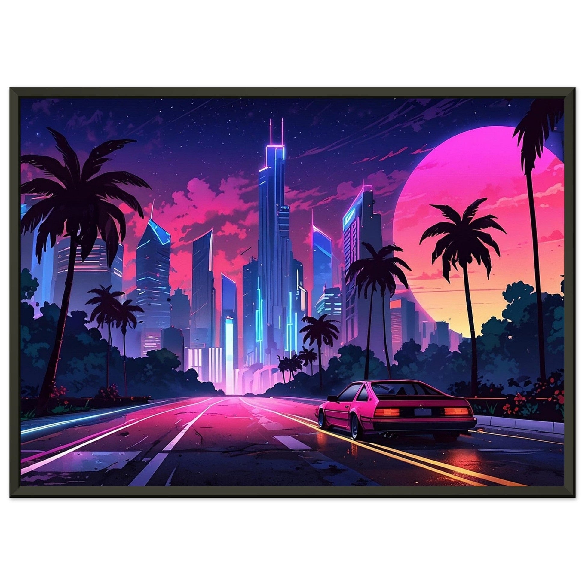 Neon Nightscape: 80s Escapade Print Material Modern Masterpieces 50x70 cm / 20x28″ 