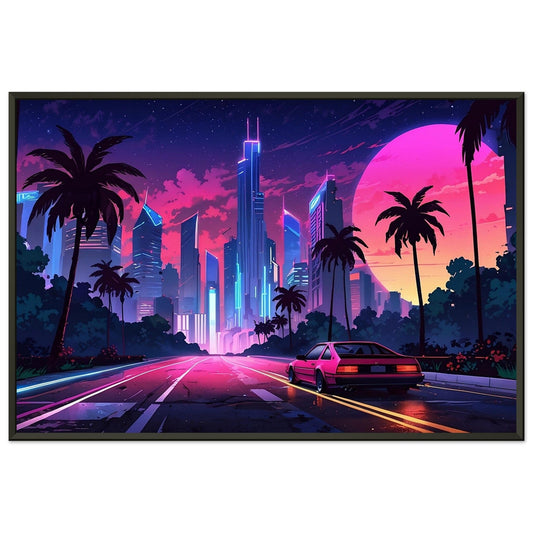 Neon Nightscape: 80s Escapade Print Material Modern Masterpieces 60x90 cm / 24x36″ 