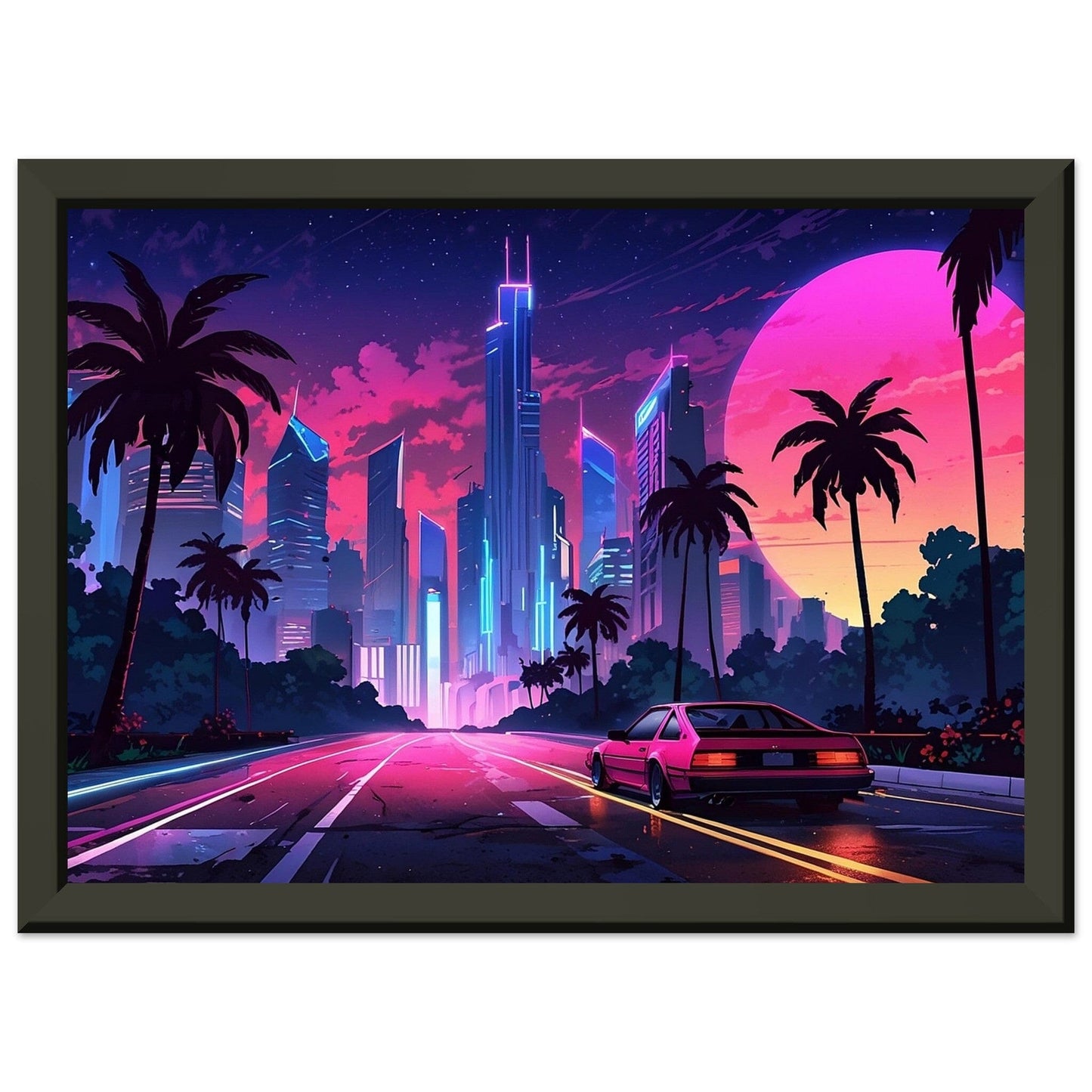 Neon Nightscape: 80s Escapade Print Material Modern Masterpieces A4 21x29.7 cm / 8x12″ 