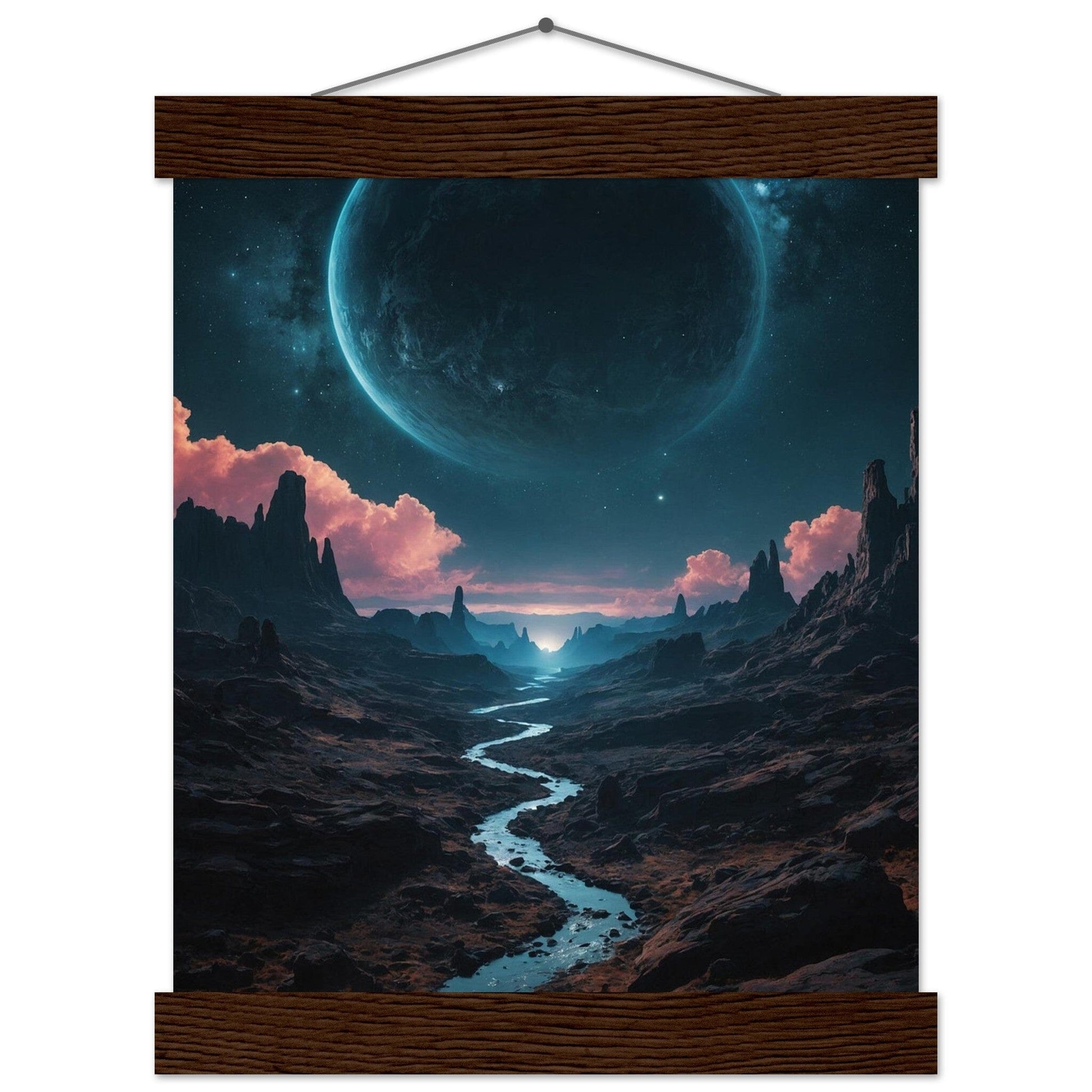 Premium Matte Paper Poster with Hanger - Minimalistische Kunstpräsentation mit Holzhänger Print Material Modern Masterpieces 20x25 cm / 8x10″ Dark wood wall hanger 