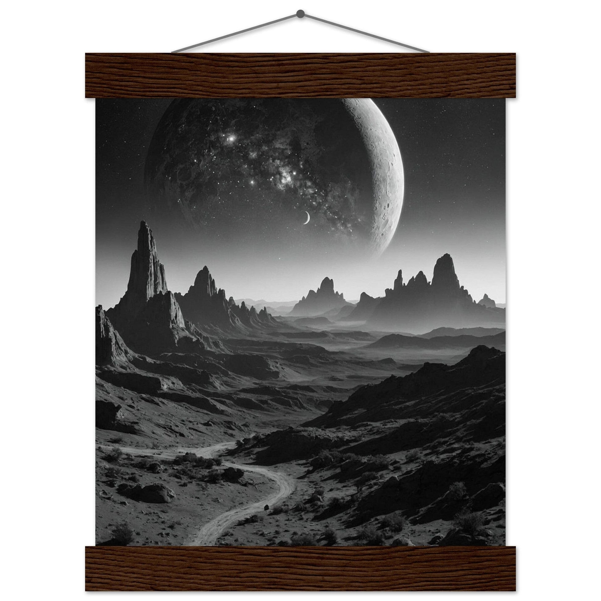 Premium Matte Paper Poster with Hanger - Minimalistische Kunstpräsentation mit Holzhänger Print Material Modern Masterpieces 20x25 cm / 8x10″ Dark wood wall hanger 