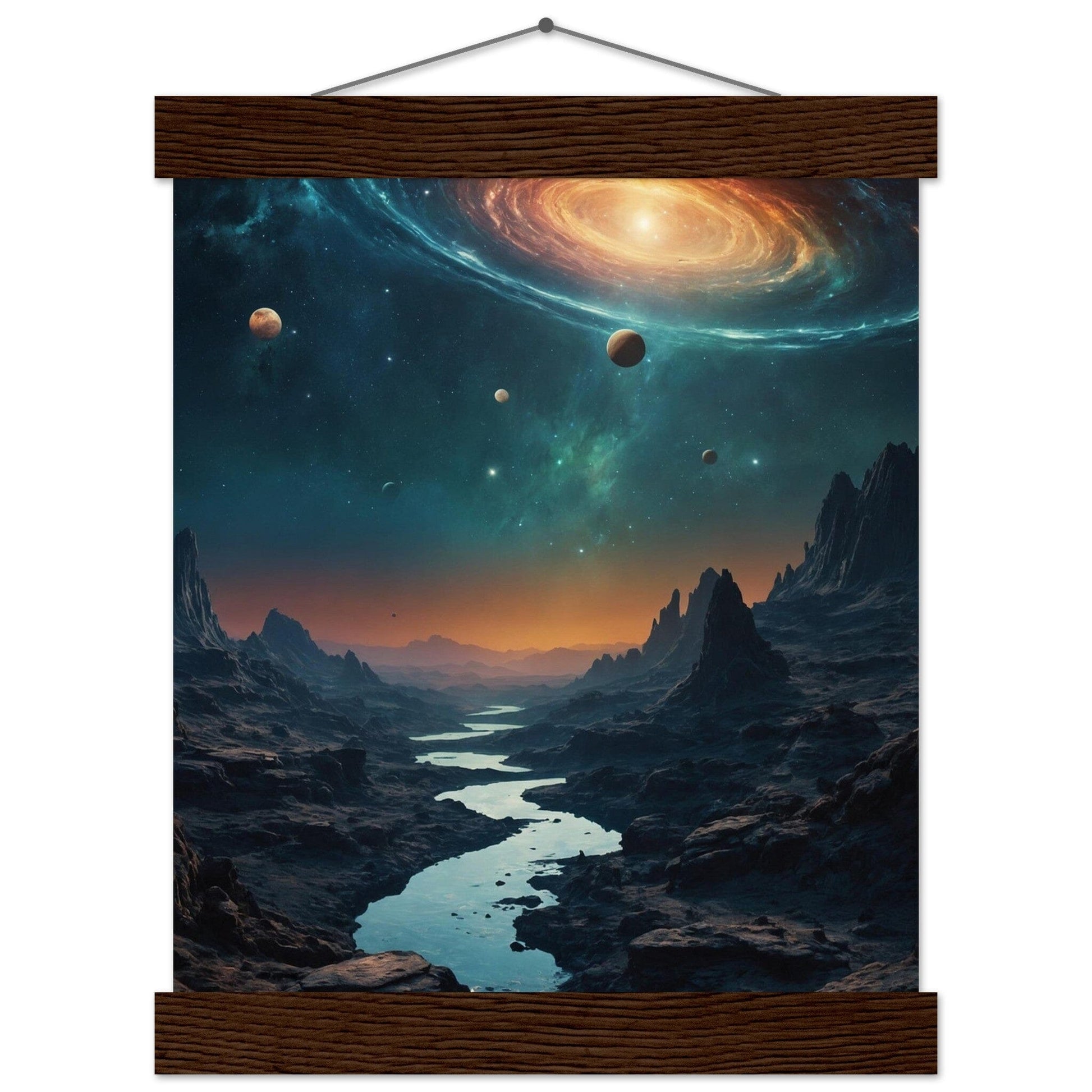 Premium Matte Paper Poster with Hanger - Minimalistische Kunstpräsentation mit Holzhänger Print Material Modern Masterpieces 20x25 cm / 8x10″ Dark wood wall hanger 