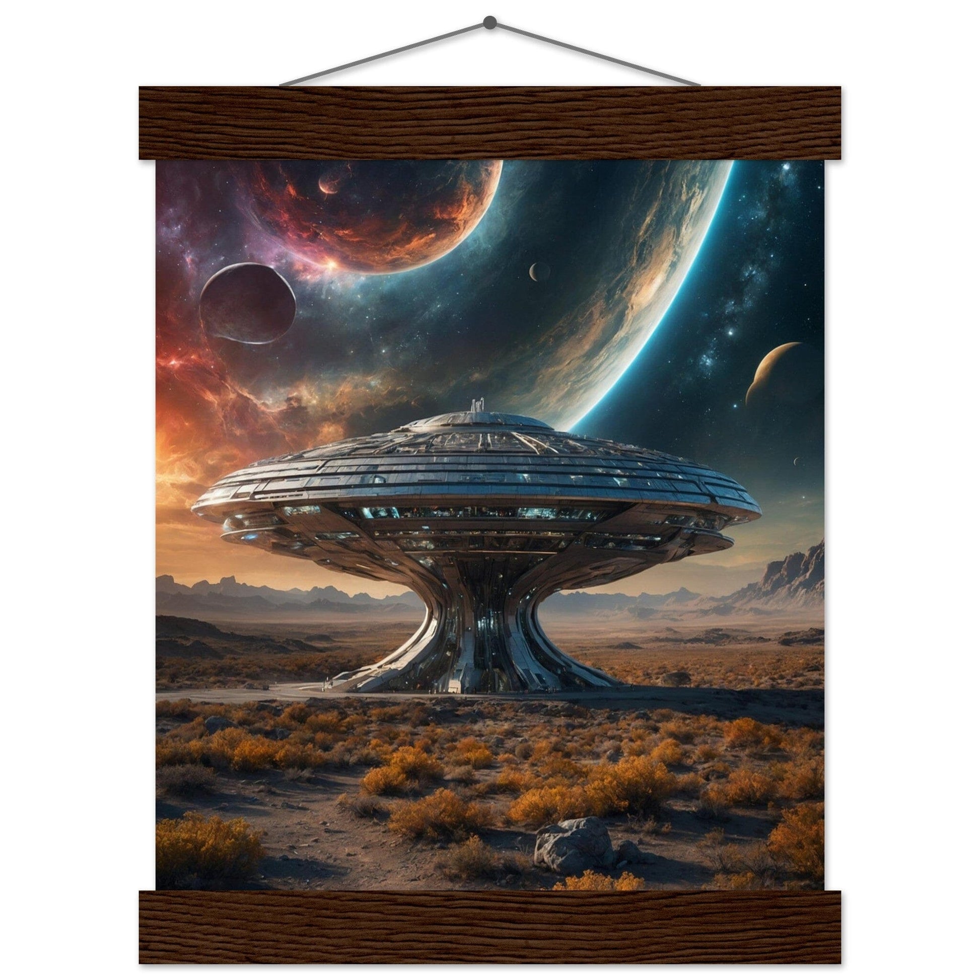 Premium Matte Paper Poster with Hanger - Minimalistische Kunstpräsentation mit Holzhänger Print Material Modern Masterpieces 20x25 cm / 8x10″ Dark wood wall hanger 