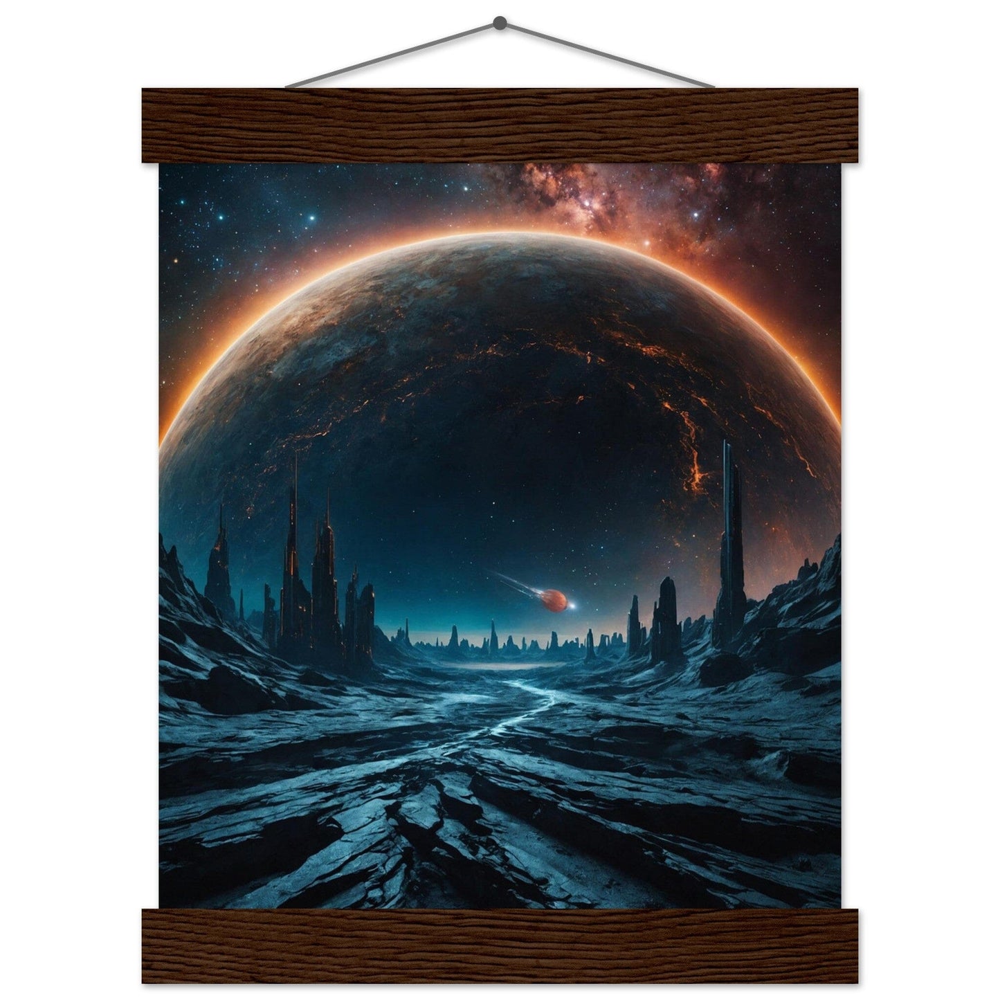 Premium Matte Paper Poster with Hanger - Minimalistische Kunstpräsentation mit Holzhänger Print Material Modern Masterpieces 20x25 cm / 8x10″ Dark wood wall hanger 