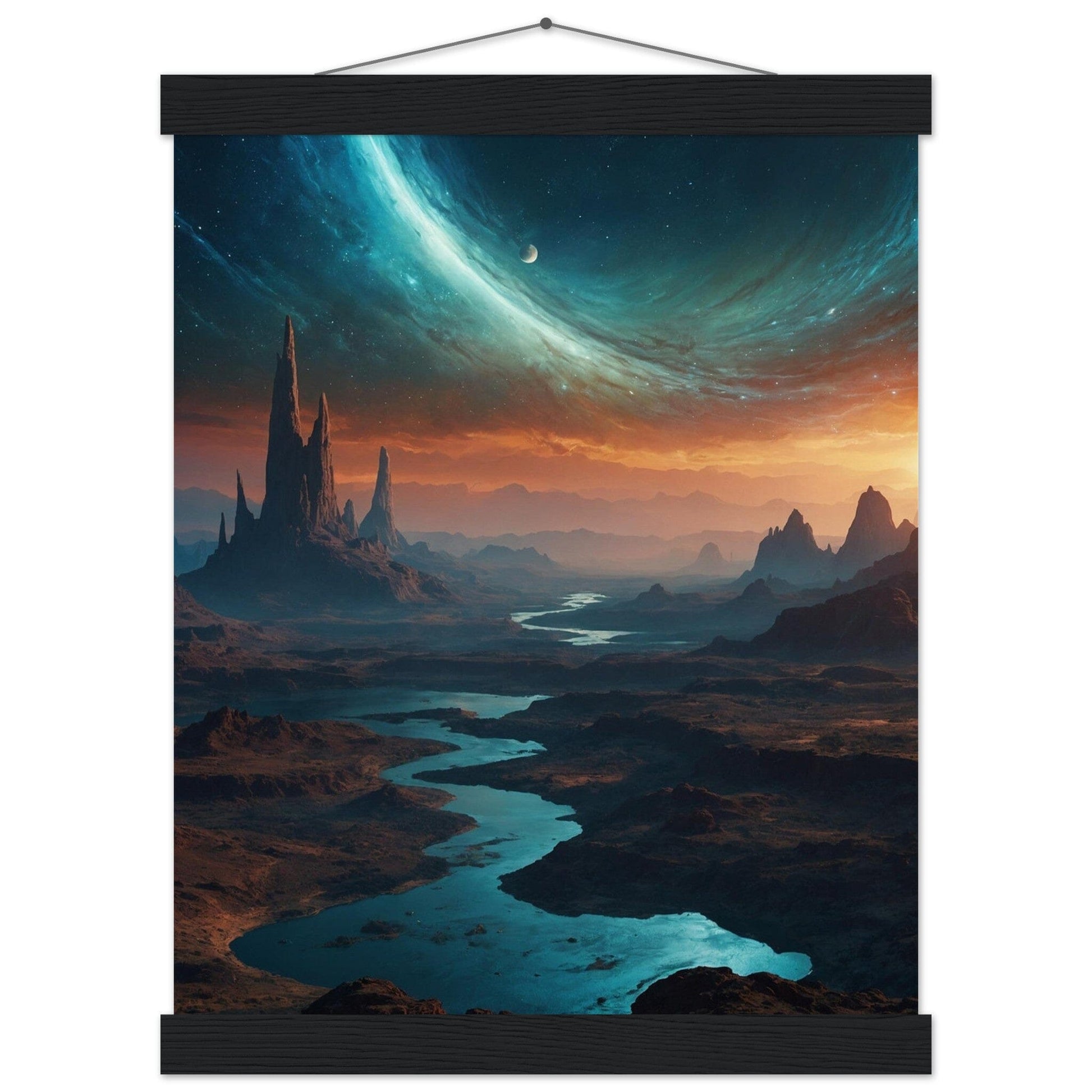 Premium Matte Paper Poster with Hanger - Minimalistische Kunstpräsentation mit Holzhänger Print Material Modern Masterpieces 27x35 cm / 11x14″ Black wall hanger 