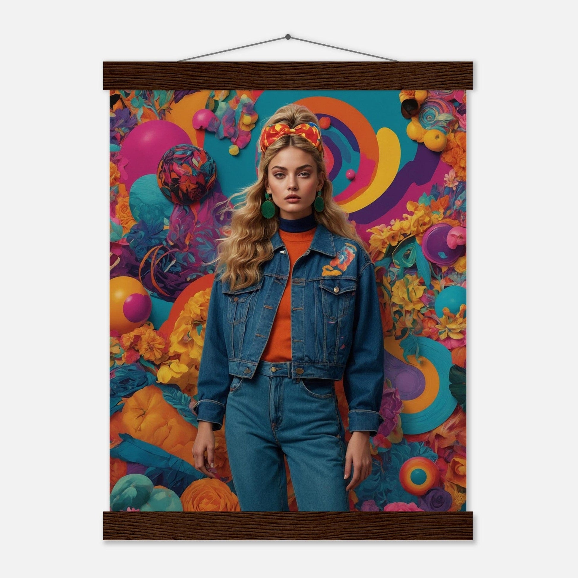 Premium Matte Paper Poster with Hanger - Minimalistische Kunstpräsentation mit Holzhänger Print Material Modern Masterpieces 27x35 cm / 11x14″ Dark wood wall hanger 