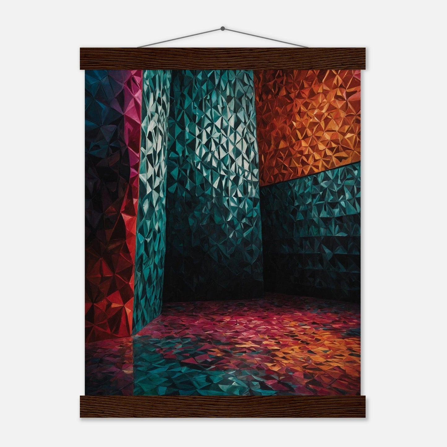 Premium Matte Paper Poster with Hanger - Minimalistische Kunstpräsentation mit Holzhänger Print Material Modern Masterpieces 27x35 cm / 11x14″ Dark wood wall hanger 